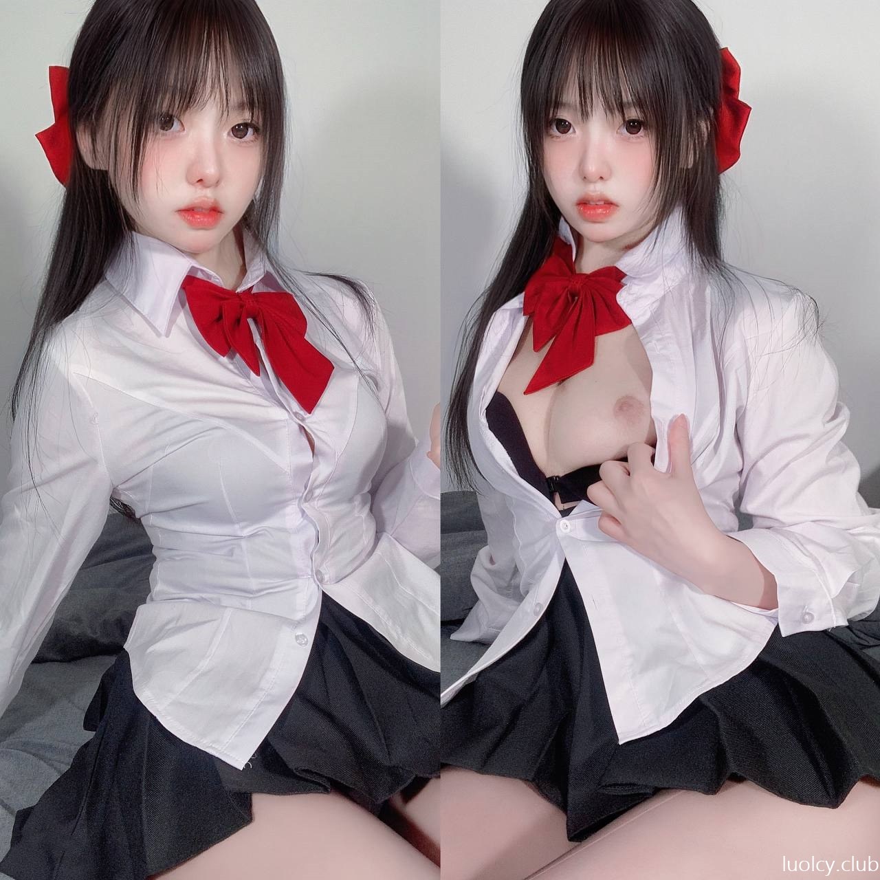 [Photo Set] Nide Zhenzhenu - MissKON coser school-uniform styling, uniform styling, leg-focused poses, video extras 64P5V