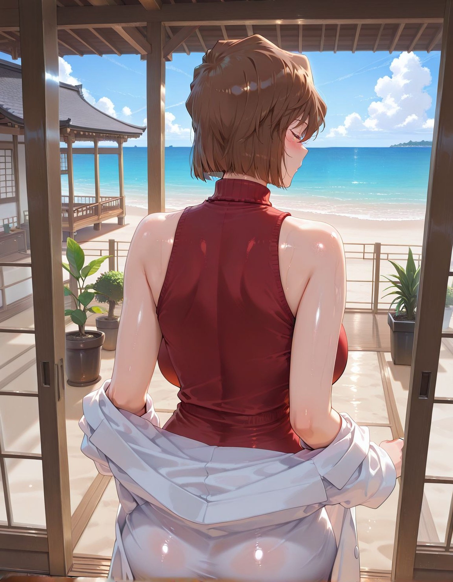 AI Generated Anime Girl - Detective Conan Ai Haibara Shiho Miyano beach swimsuit review gallery 170P