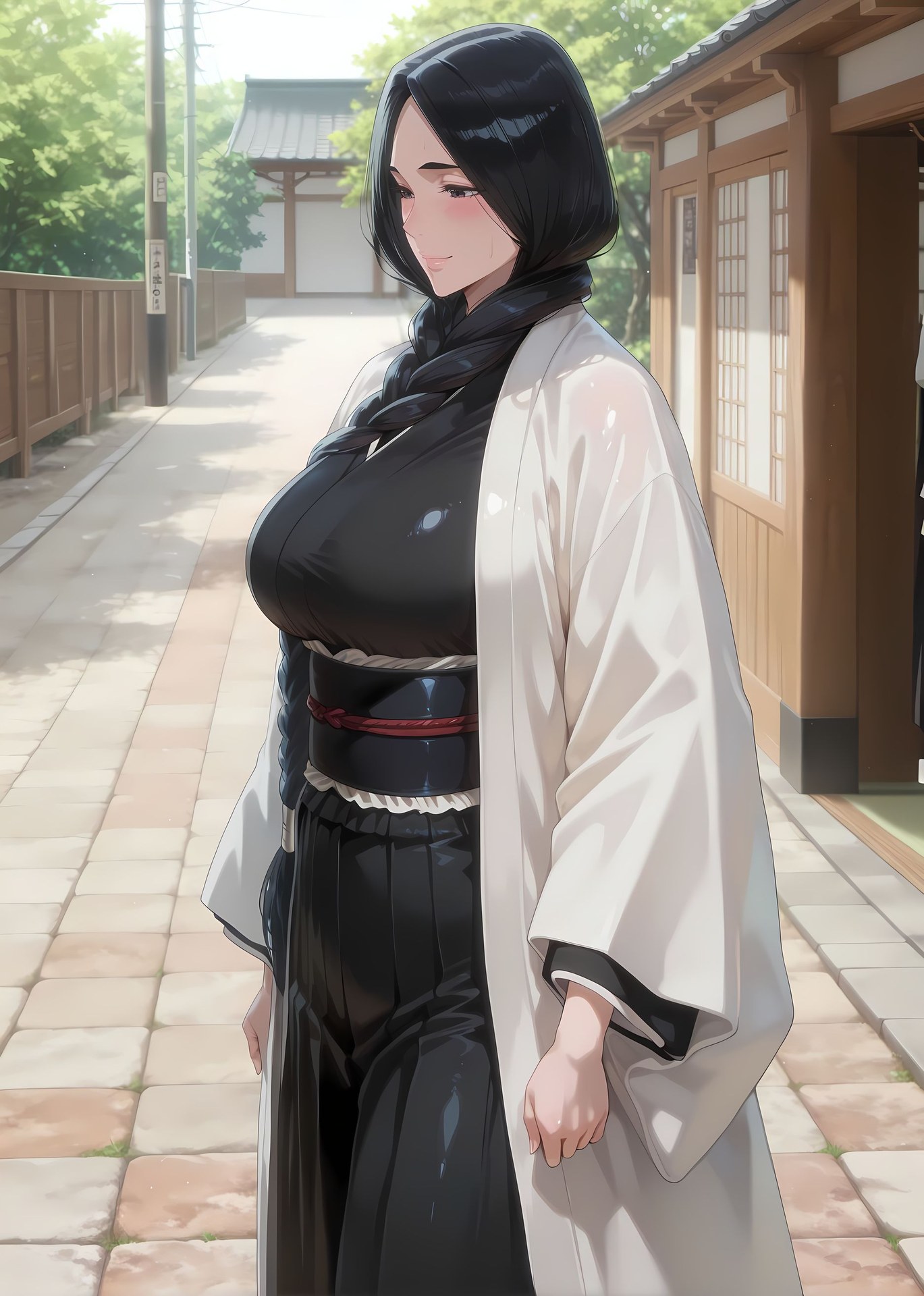 AI Generated Anime Girl - Bleach Retsu Unohana bodysuit kimono wet-look review gallery 403P