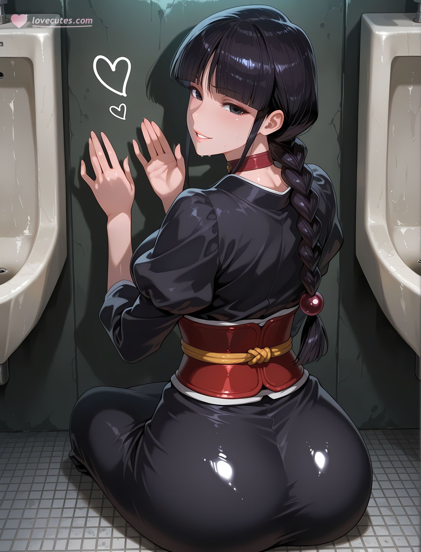 AI Generated Anime Girl - Bleach Nemu Kurotsuchi bodysuit bathroom wet-look review gallery 262P