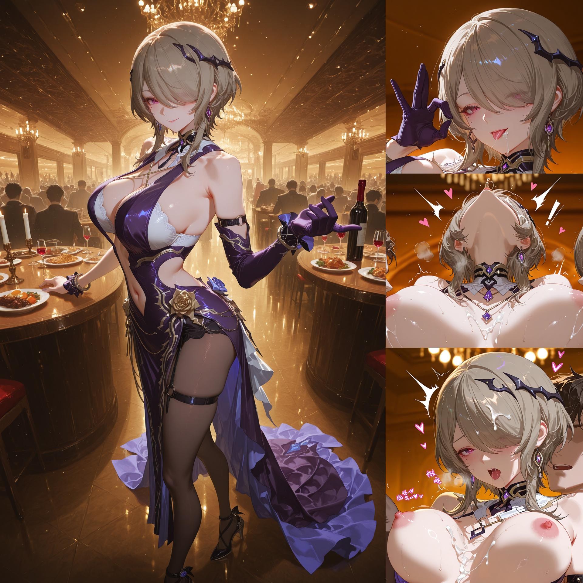AI Porn - JiongBaotai black stockings lace lingerie bodysuit wet-look AI Adult Gallery 84P