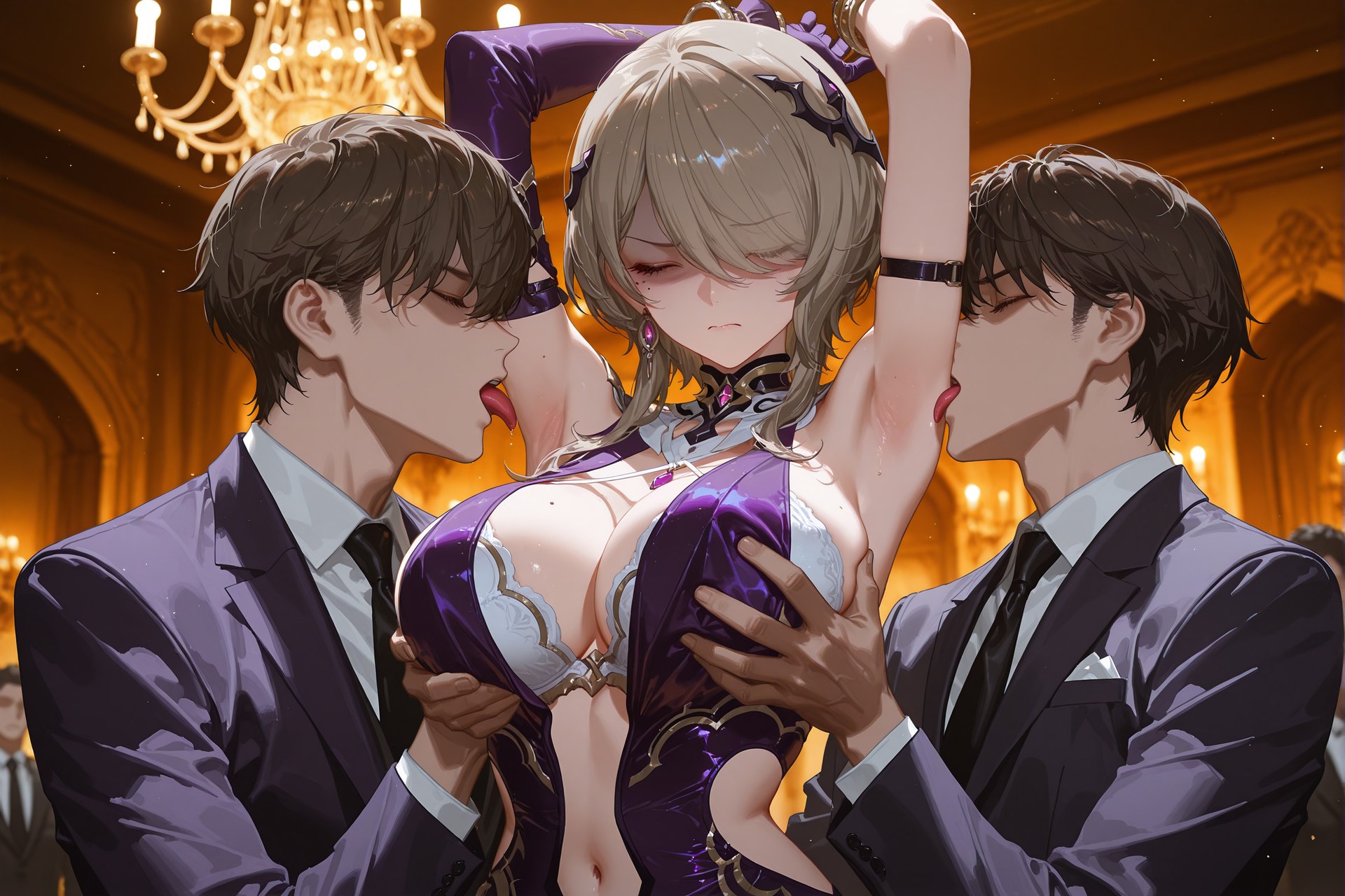 AI Porn - JiongBaotai 블랙 스타킹 레이스 란제리 바디수트 젖은 연출 AI 이미지 갤러리 84P
