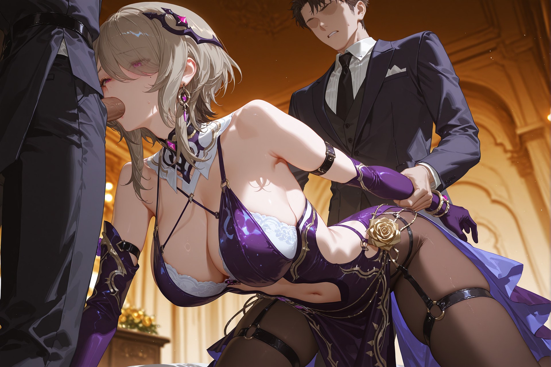 AI Porn - JiongBaotai 블랙 스타킹 레이스 란제리 바디수트 젖은 연출 AI 이미지 갤러리 84P