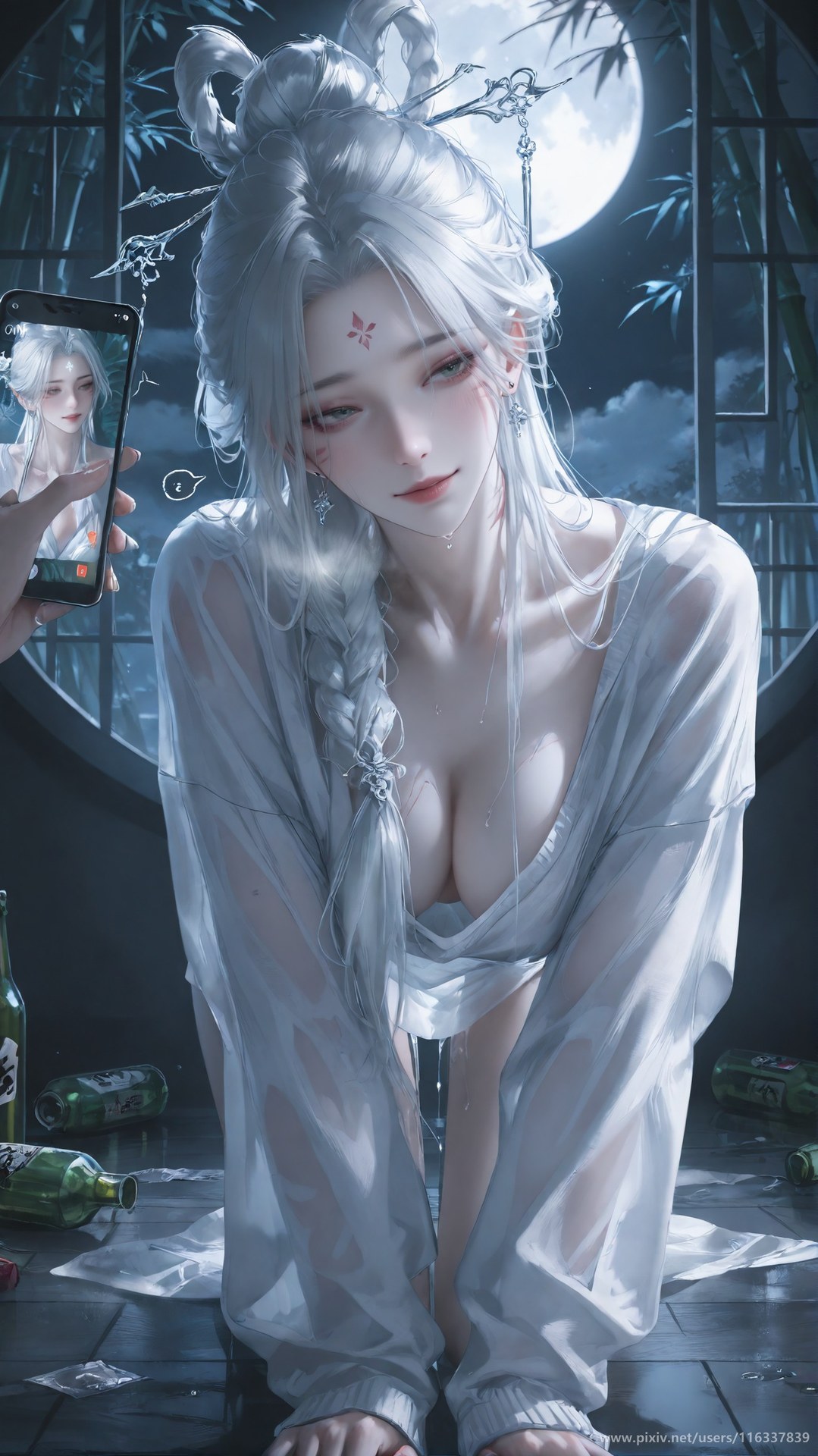 AI Nudes - Taiji Bahuang Xiaobai 레이스 란제리 바디수트 토플리스 AI 이미지 갤러리 234P