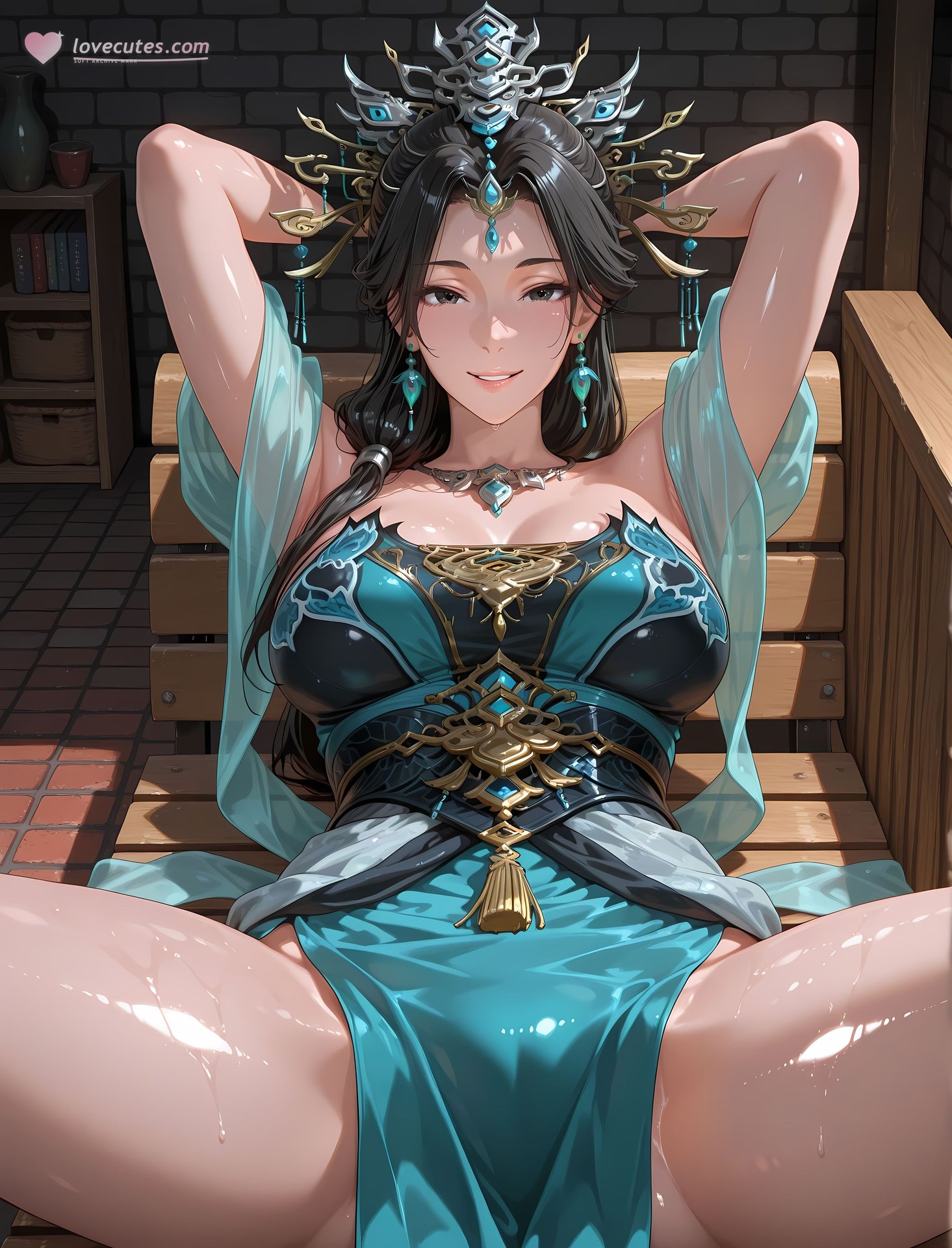 AI Porn - Chinese Anime Goddess Yan Qingfei bodysuit wet-look explicit nude AI Adult Gallery 216P