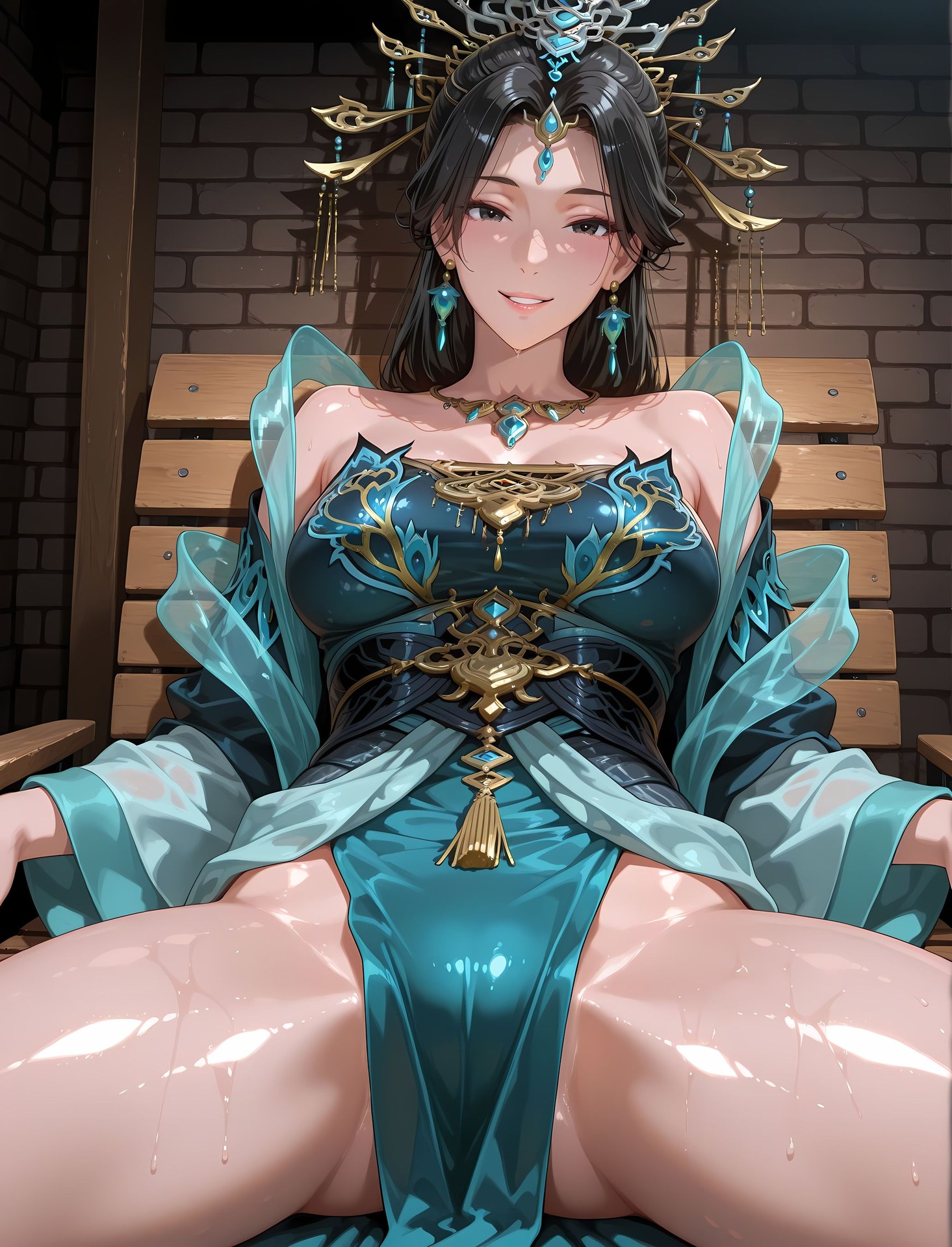 AI Porn - Chinese Anime Goddess Yan Qingfei bodysuit wet-look explicit nude AI Adult Gallery 216P