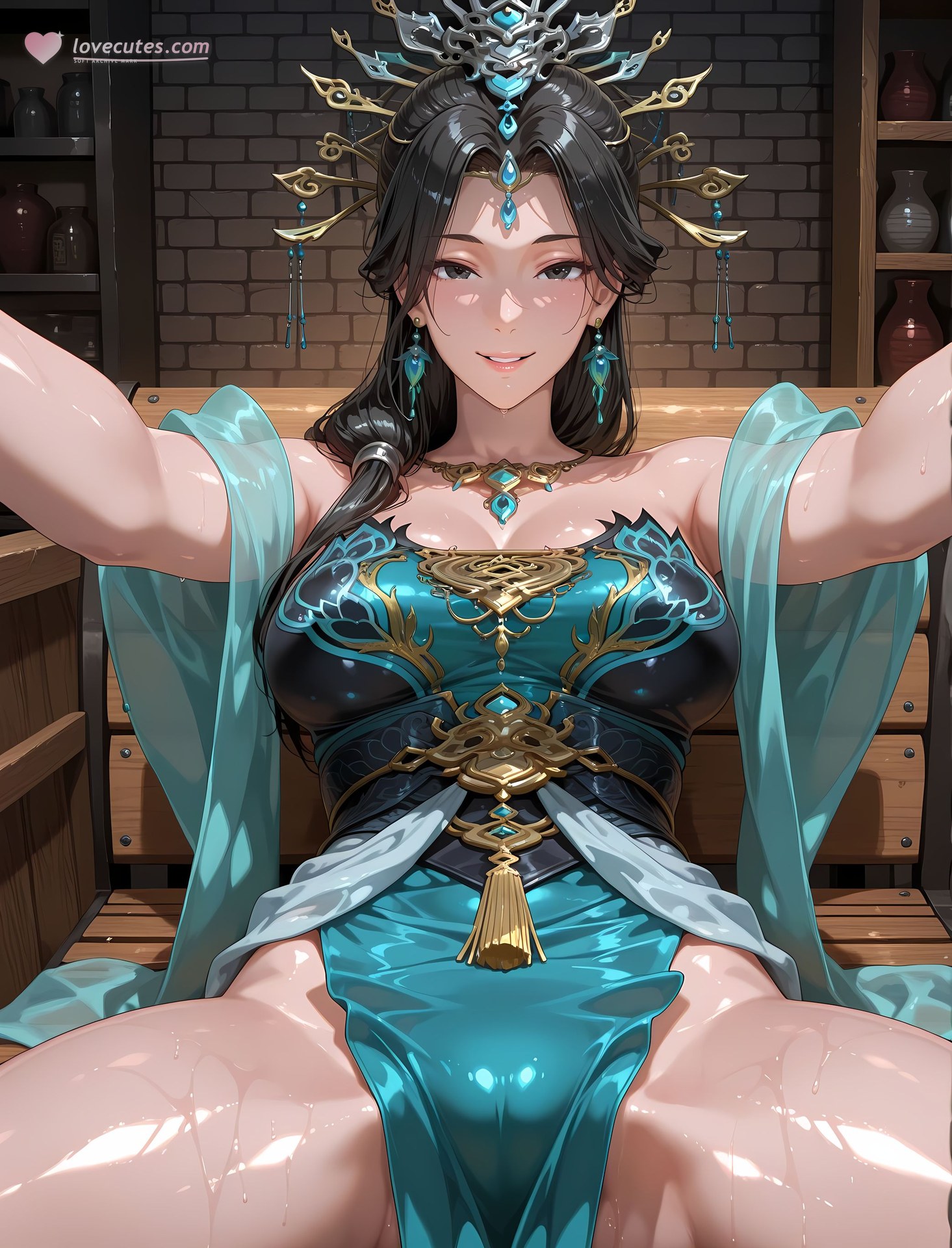 AI Porn - Chinese Anime Goddess Yan Qingfei bodysuit wet-look explicit nude AI Adult Gallery 216P