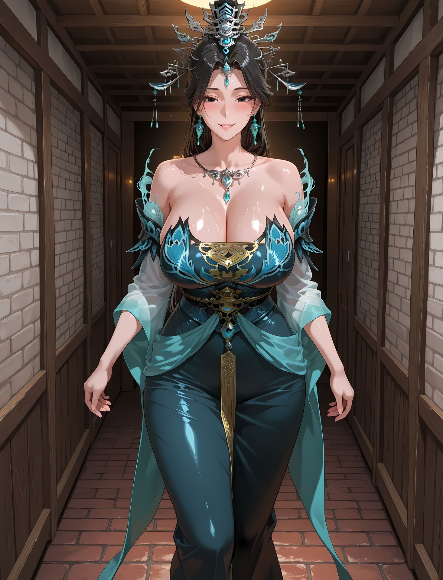 AI Porn - Chinese Anime Goddess Yan Qingfei bodysuit wet-look explicit nude AI Adult Gallery 216P