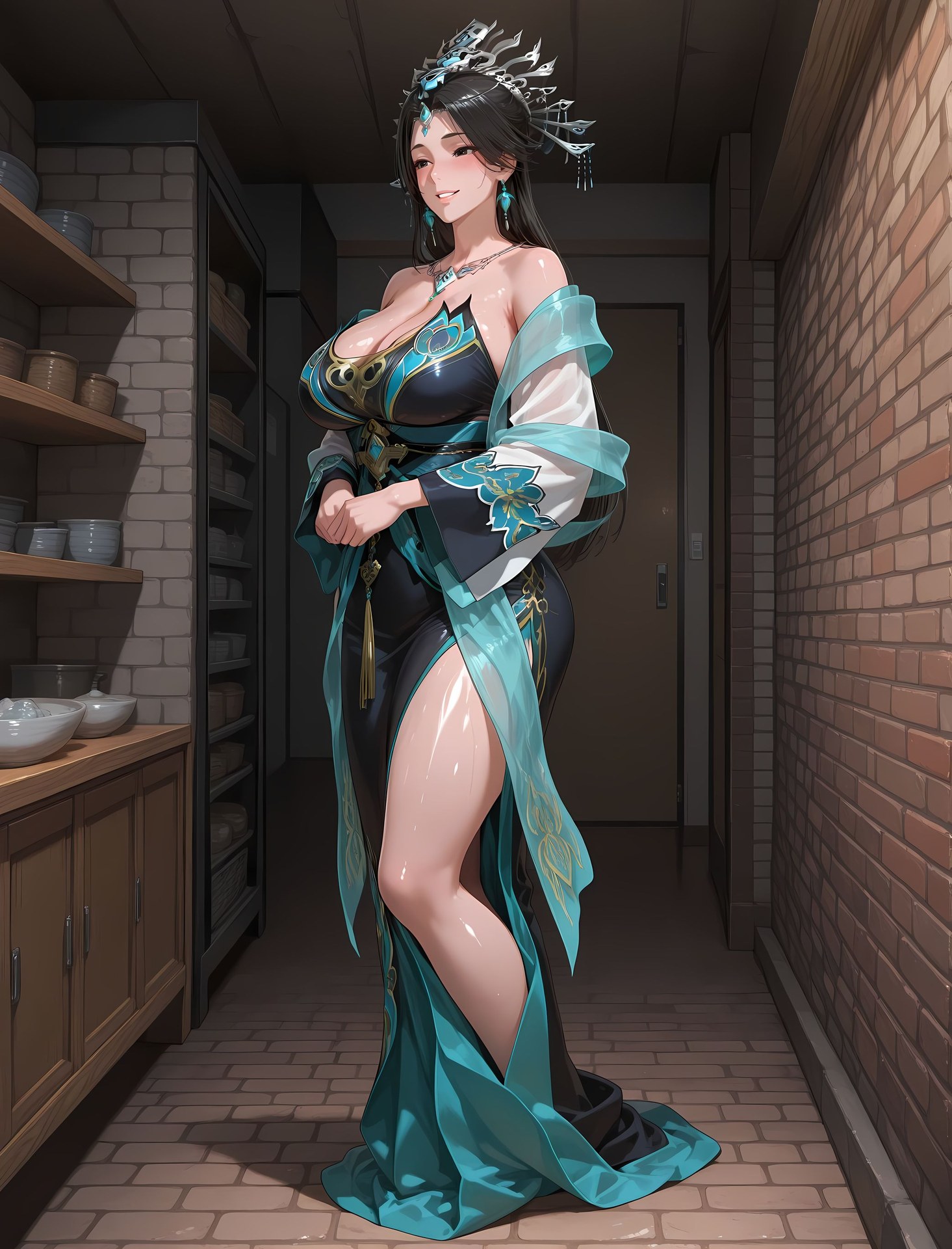 AI Porn - Chinese Anime Goddess Yan Qingfei bodysuit wet-look explicit nude AI Adult Gallery 216P