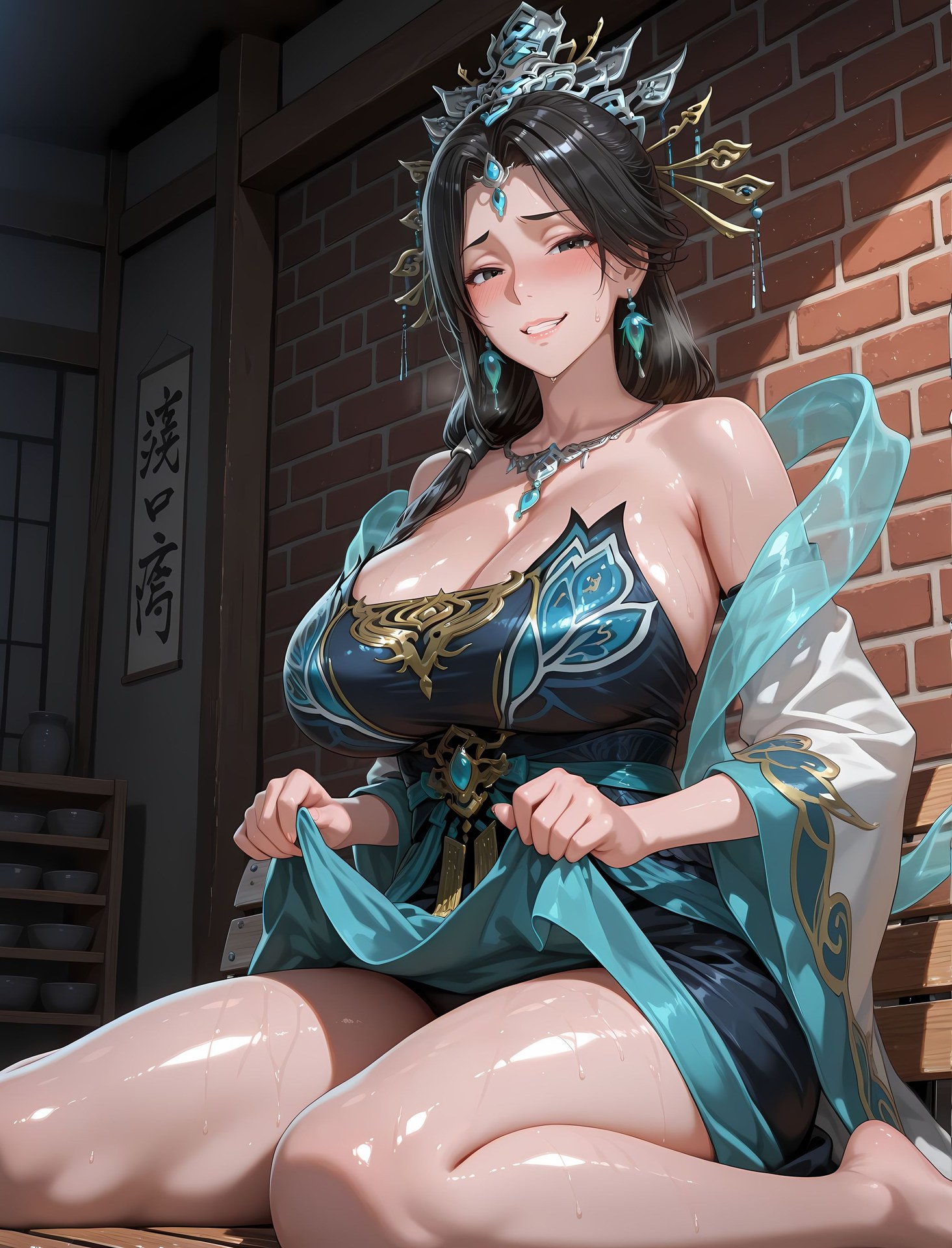AI Porn - Chinese Anime Goddess Yan Qingfei bodysuit wet-look explicit nude AI Adult Gallery 216P