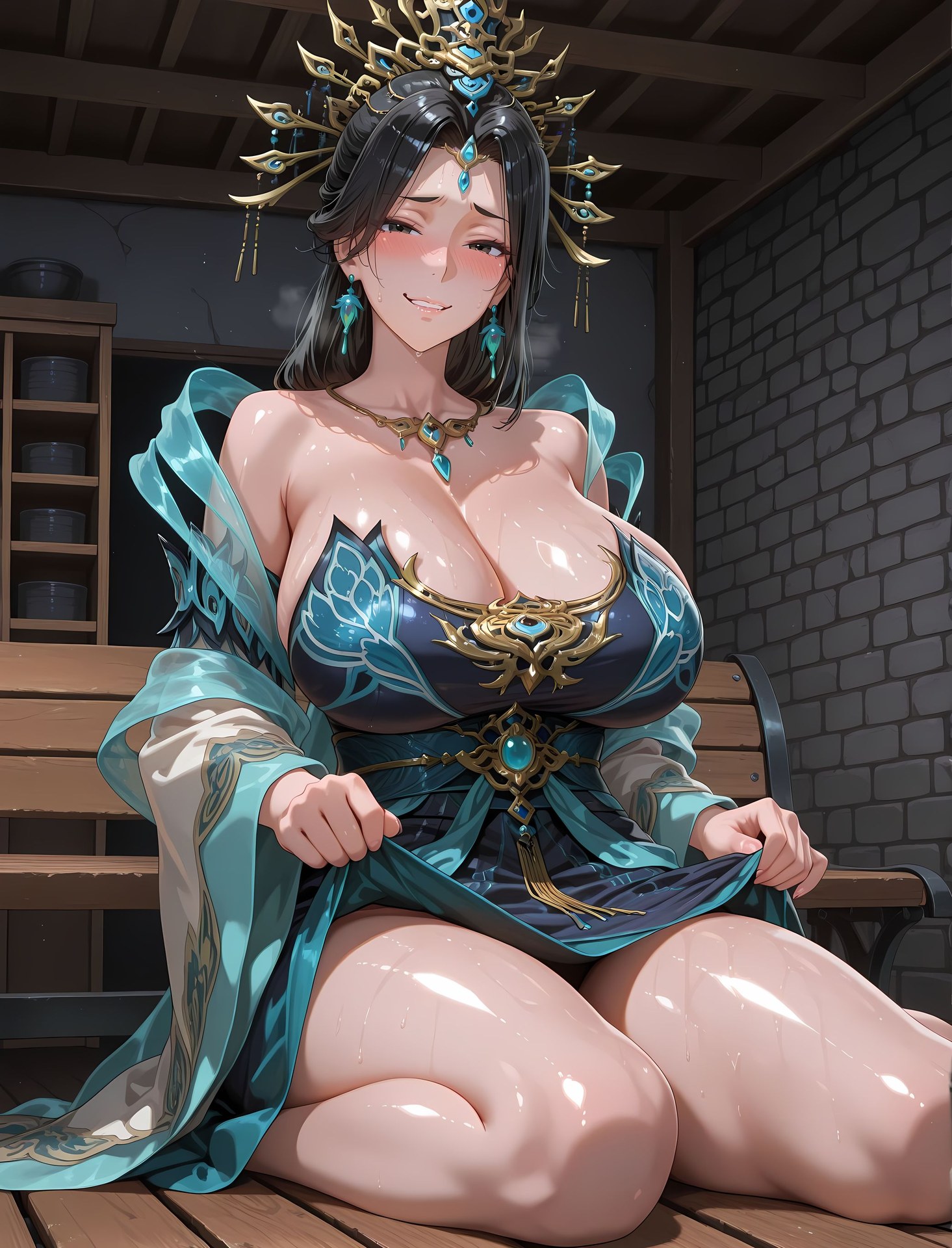 AI Porn - Chinese Anime Goddess Yan Qingfei bodysuit wet-look explicit nude AI Adult Gallery 216P