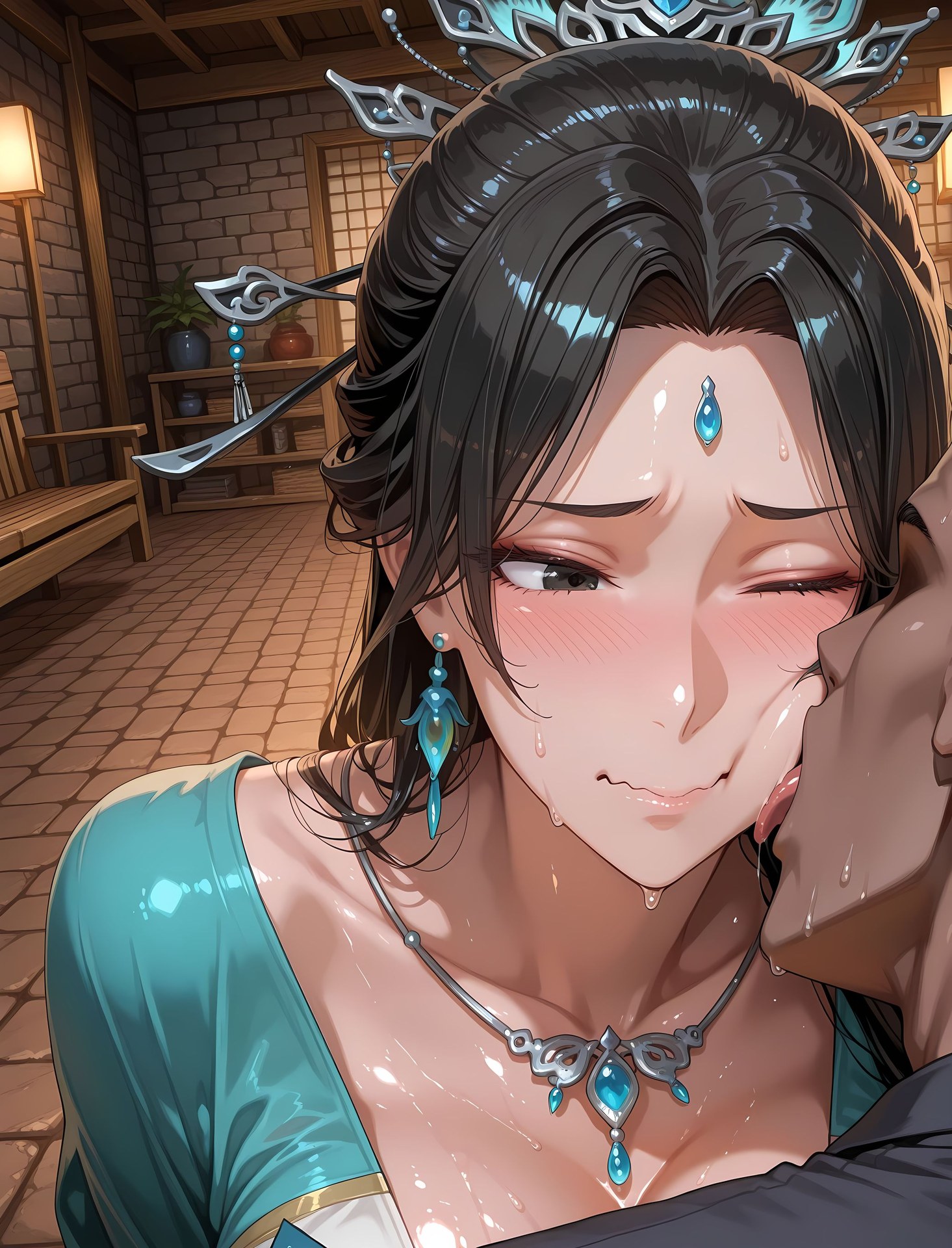 AI Porn - 国漫女神 燕倾霏：紧身衣湿身露穴成人向图集 216P
