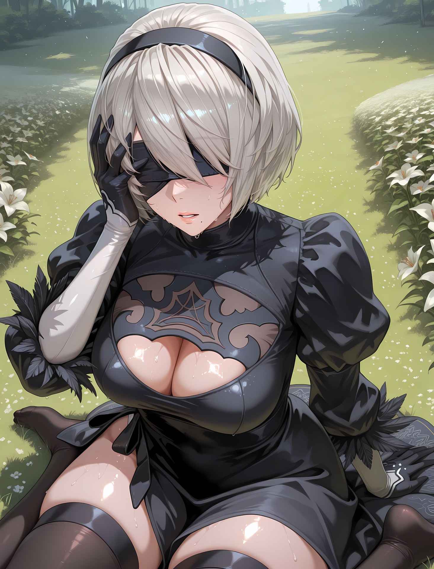AI Porn - 尼尔机械纪元 2B：黑丝紧身衣湿身露穴成人向图集 202P