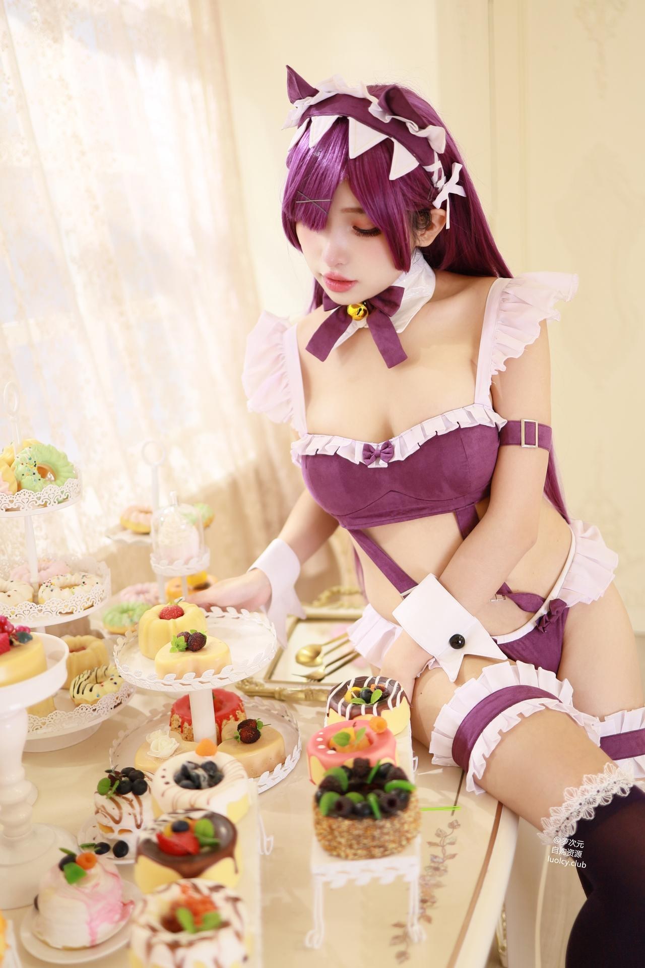 [Cosplay] Mumu Momo bộ ảnh cosplay, maid, black stockings, busty styling 57P5V