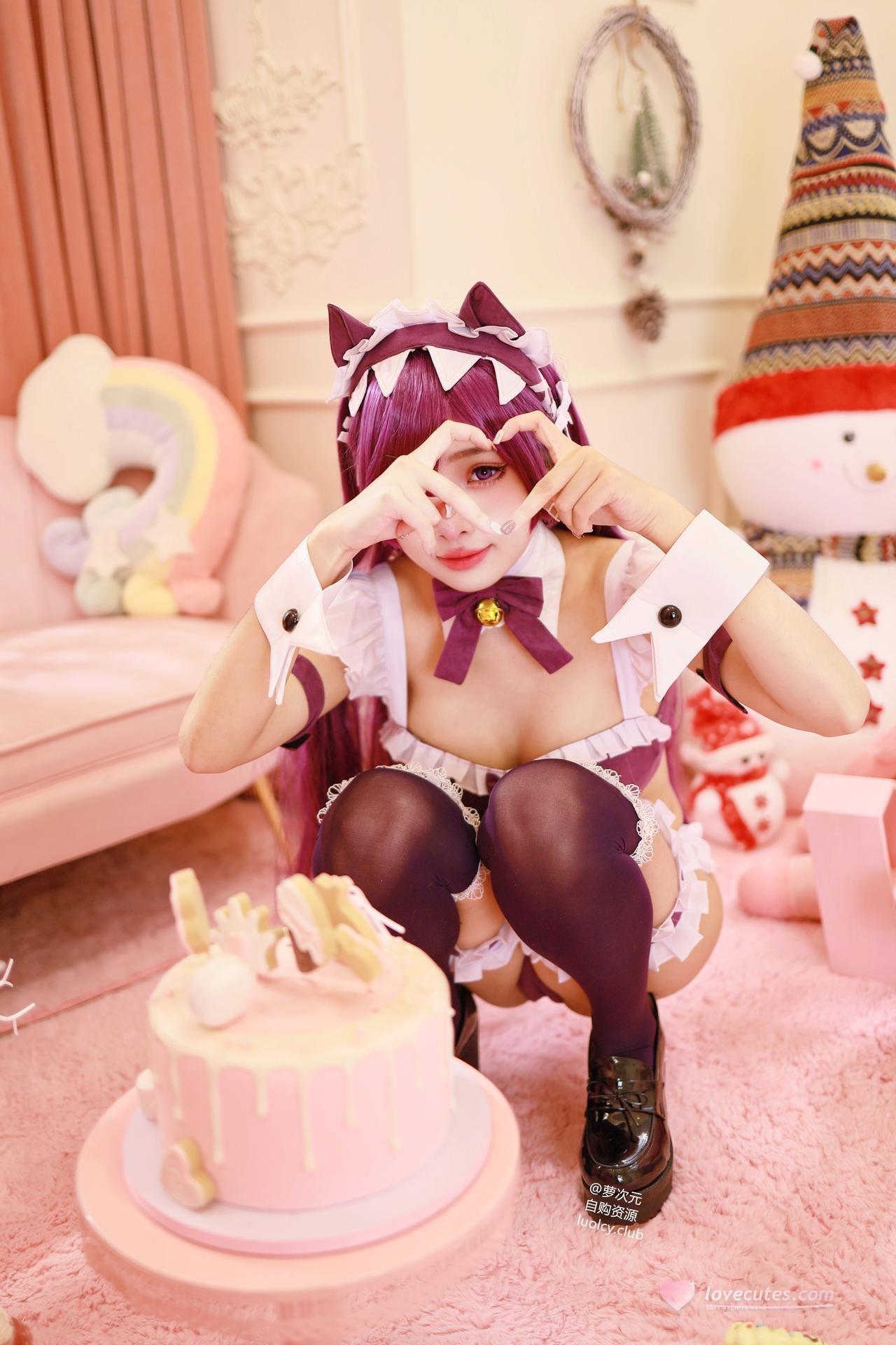 [Cosplay] Mumu Momo bộ ảnh cosplay, maid, black stockings, busty styling 57P5V