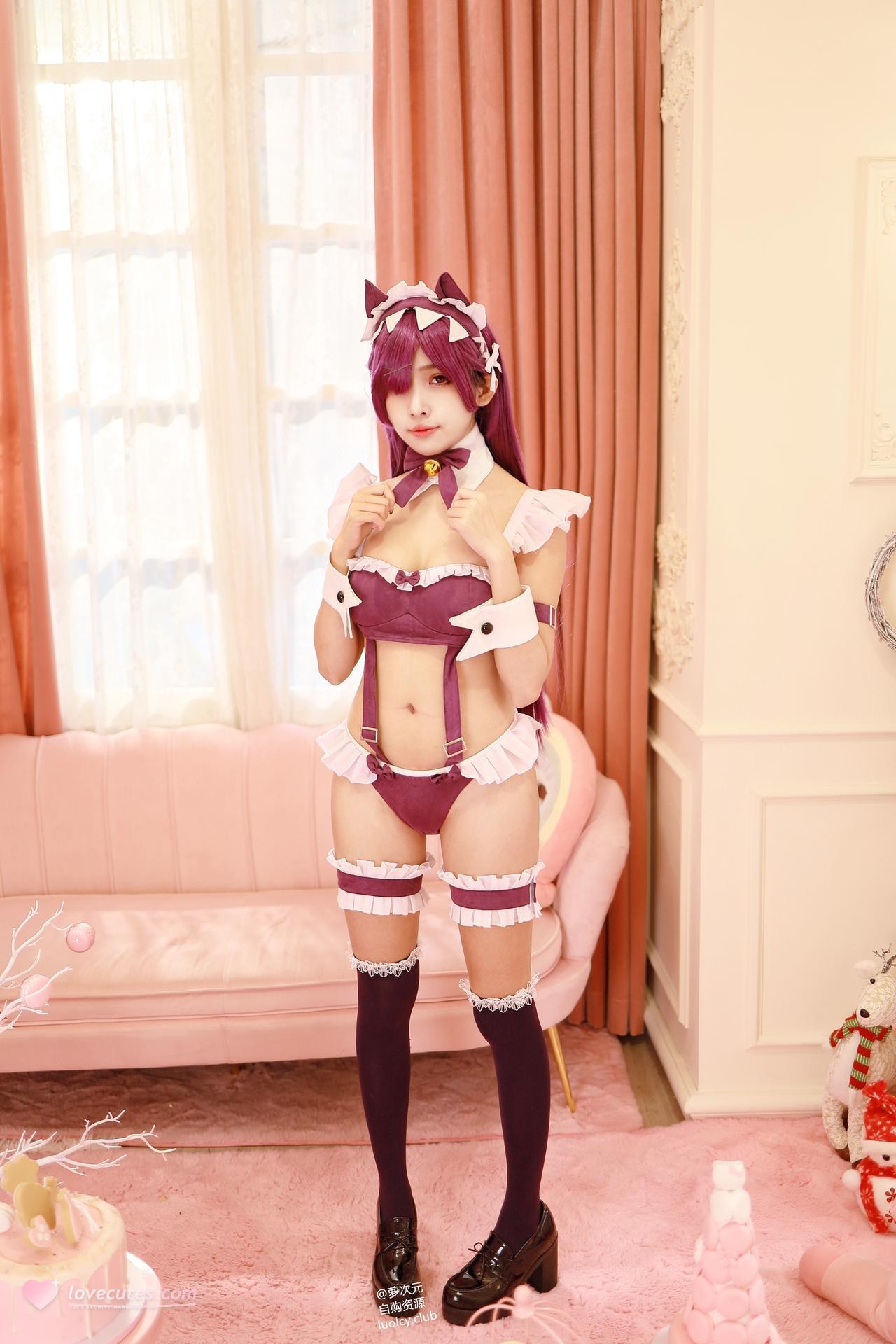 [Cosplay] Mumu Momo bộ ảnh cosplay, maid, black stockings, busty styling 57P5V