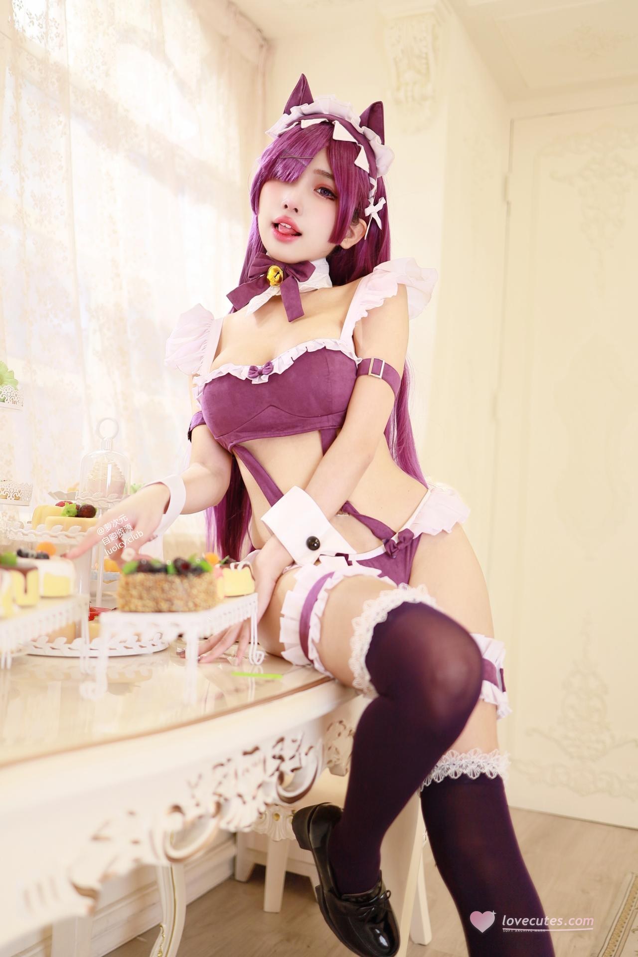 [Cosplay] Mumu Momo bộ ảnh cosplay, maid, black stockings, busty styling 57P5V