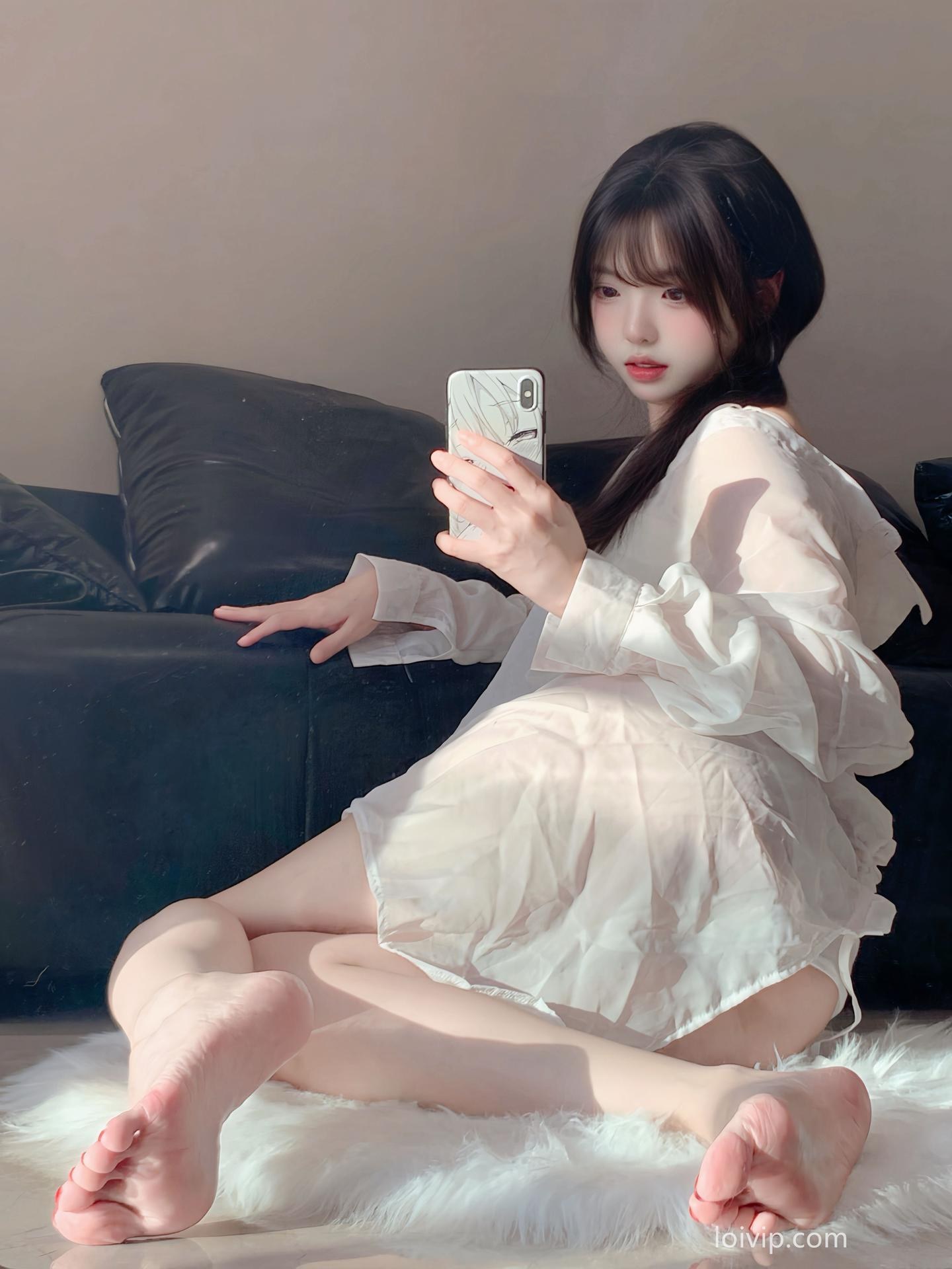 [私房] フォトセット 你的真真u - 白衬衫 白衬衫蕾丝内衣 浴室私房美腿 66P2V