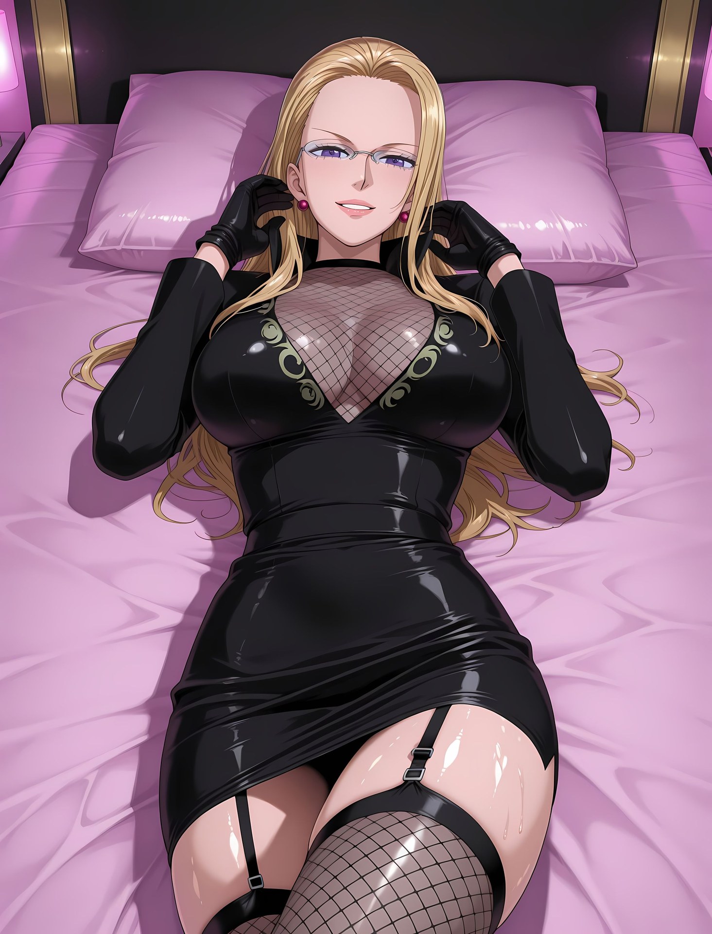 AI Porn - One Piece Kalifa black stockings bodysuit uniform wet-look AI Adult Gallery 189P