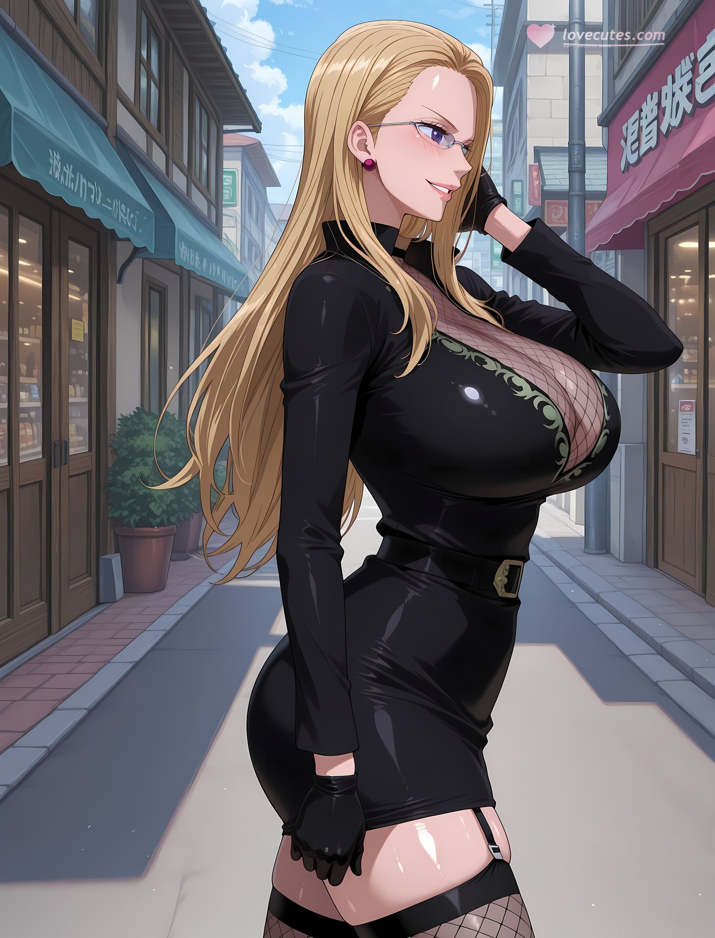 AI Porn - ONE PIECE カリファ 黒ストッキング ボディスーツ 制服風 AI画像ギャラリー 189P