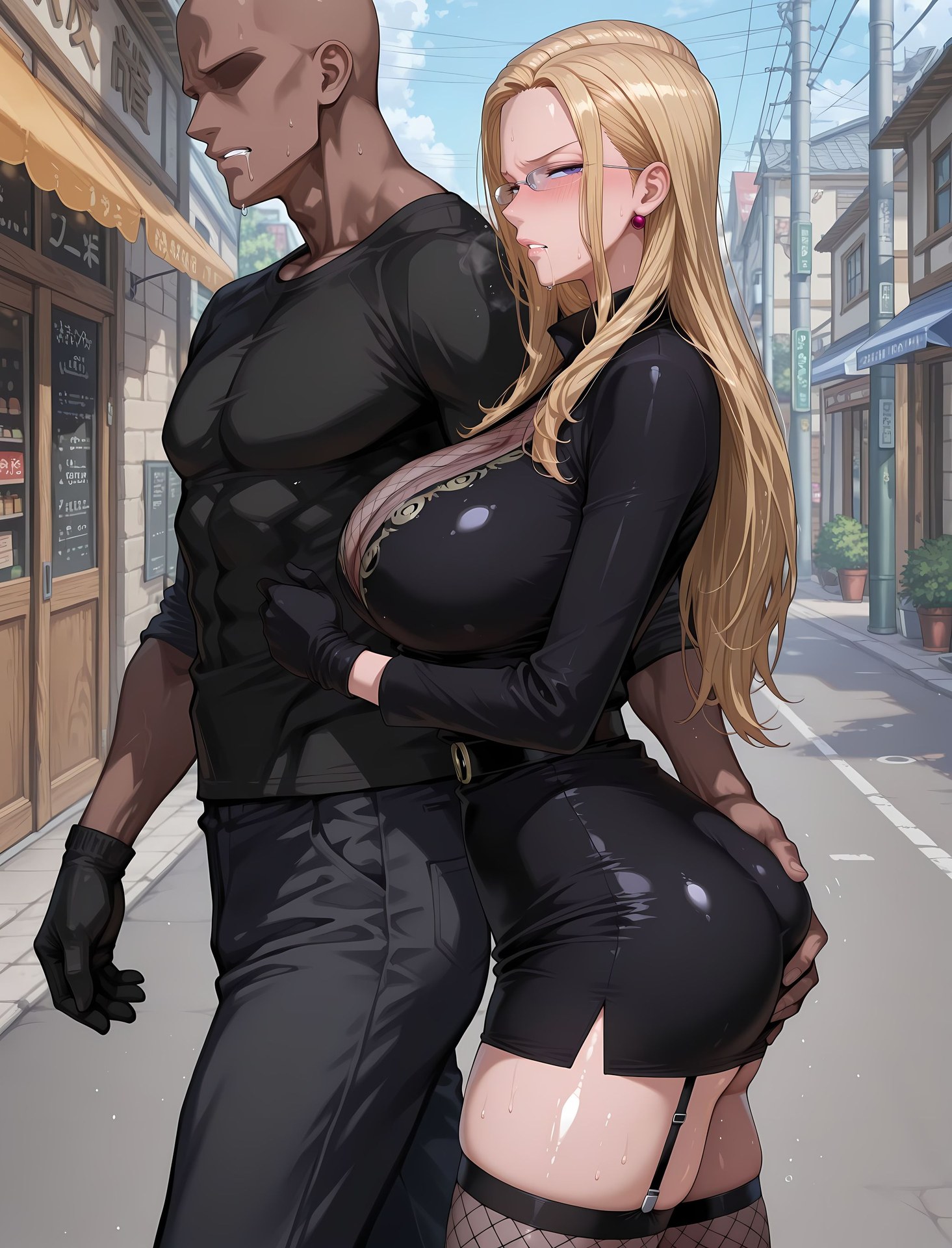 AI Porn - One Piece Kalifa ถุงน่องดำ ชุดรัดรูป ยูนิฟอร์ม ลุคเปียกน้ำ แกลเลอรี AI 189P