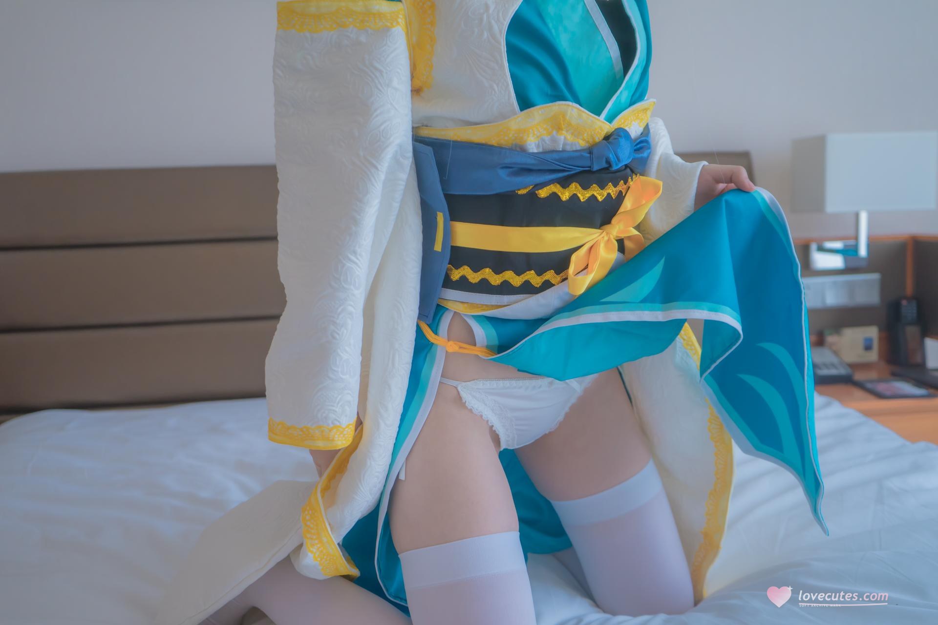 [คอสเพลย์] Shaonvyinghua - Kiyohime ถุงน่องขาวชุดชั้นในลูกไม้เซ็ตผู้ใหญ่ 88P1V