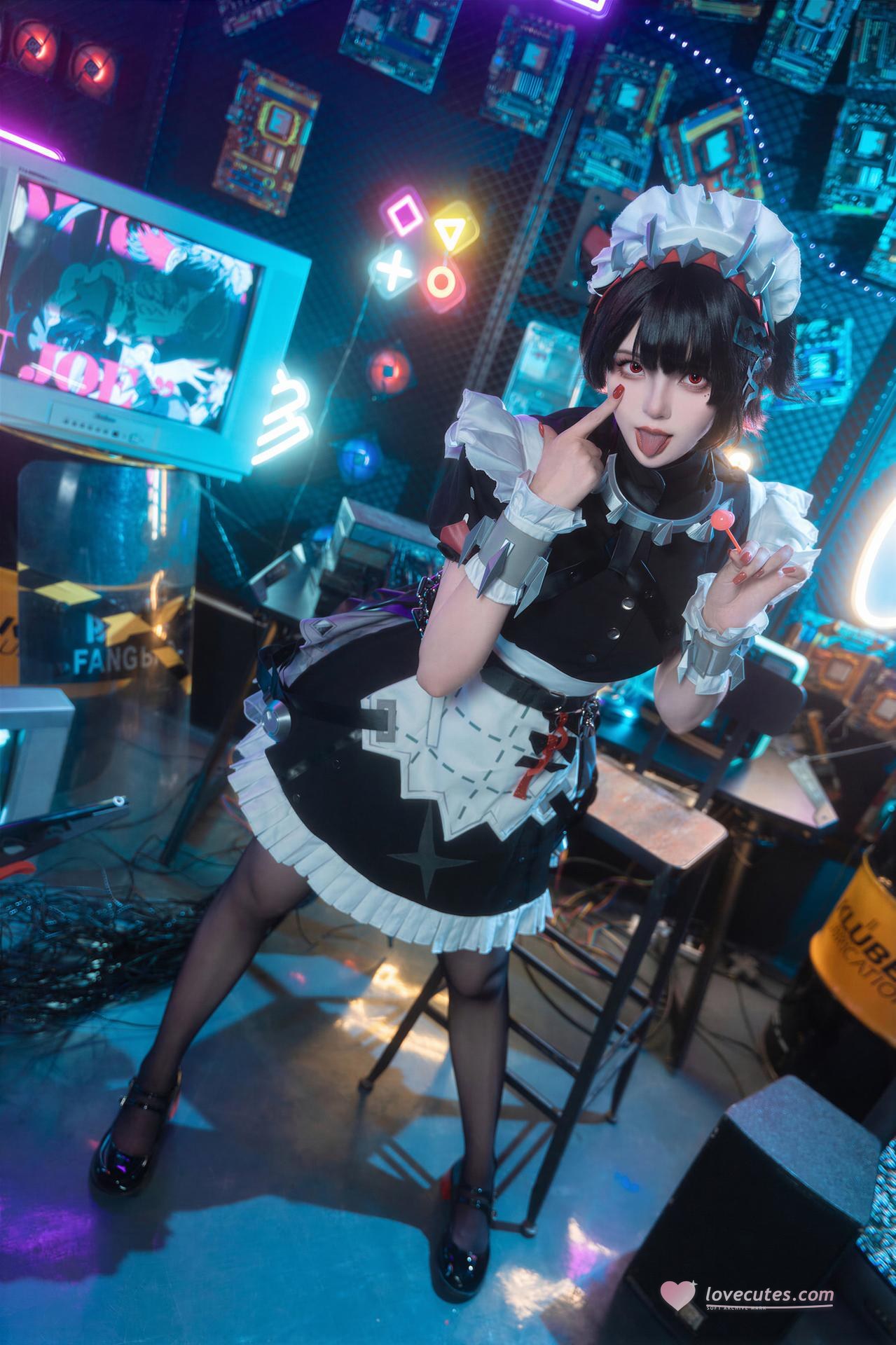 [cosplay] Natsuko夏夏子 - 絕區零 艾蓮喬：鯊魚女僕制服黑絲大尺度還原 93P4V