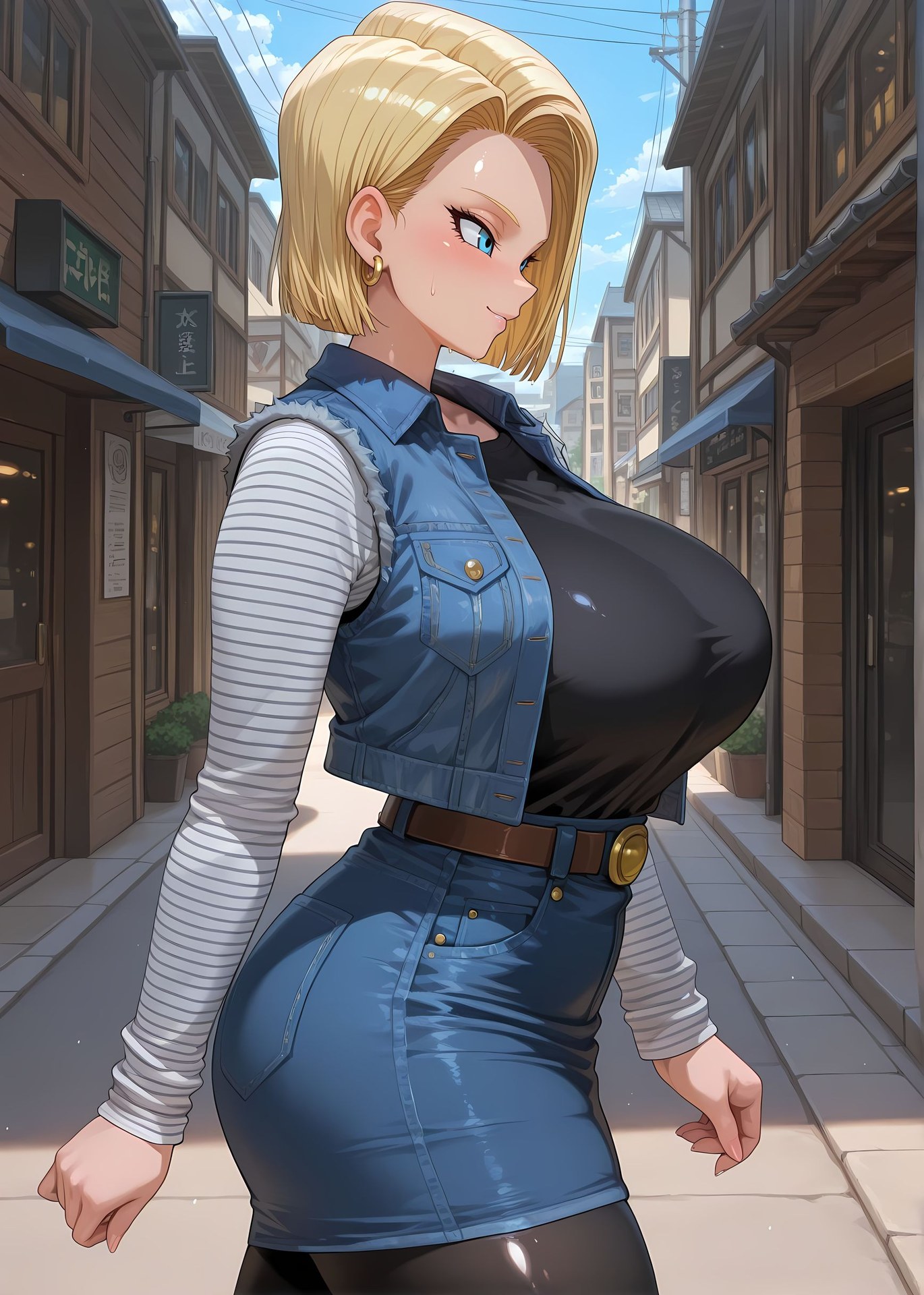 AI Porn - Dragon Ball Android 18 바디수트 젖은 연출 노출 누드 AI 이미지 갤러리 177P