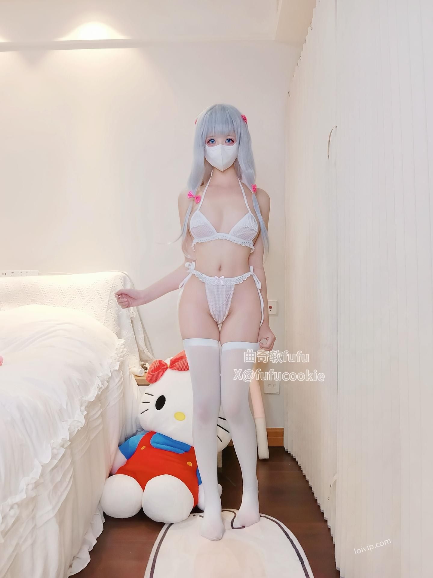 [cosplay] 曲奇软fufu - 和泉纱雾：白发可爱大尺度角色还原 32P2V
