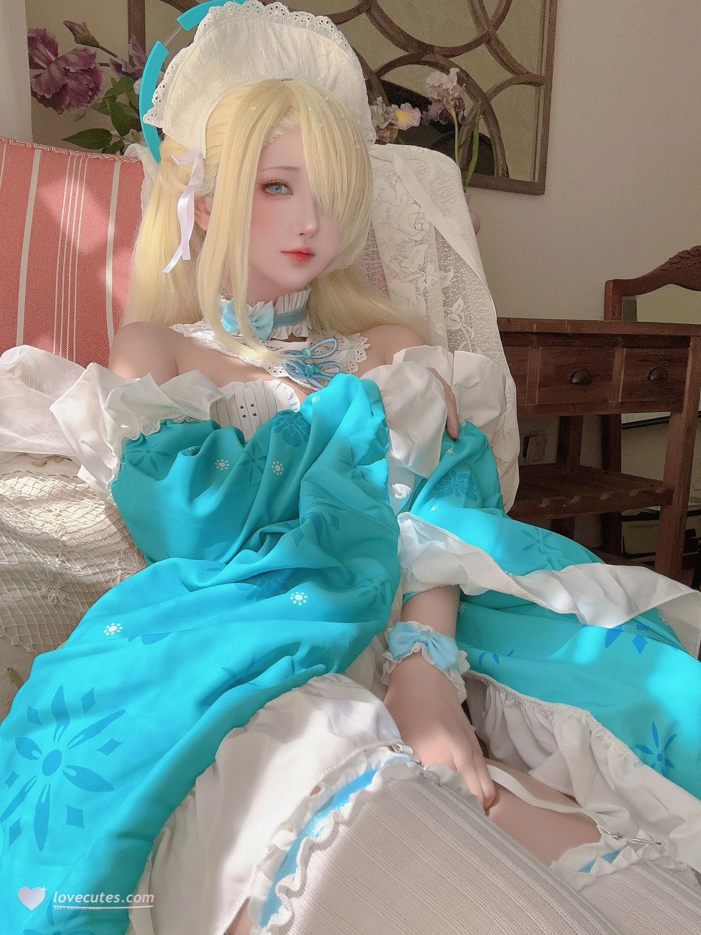 [cosplay] 三度_69 - 蔚藍檔案 明日奈：內衣女僕黑絲大尺度還原 60P2V