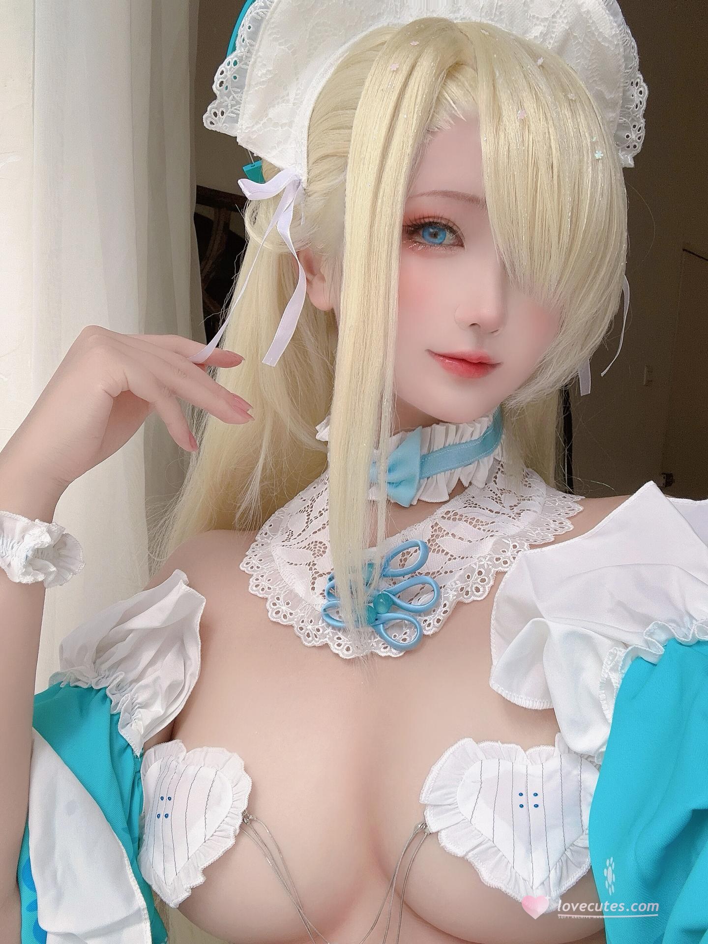 [cosplay] 三度_69 - 蔚藍檔案 明日奈：內衣女僕黑絲大尺度還原 60P2V