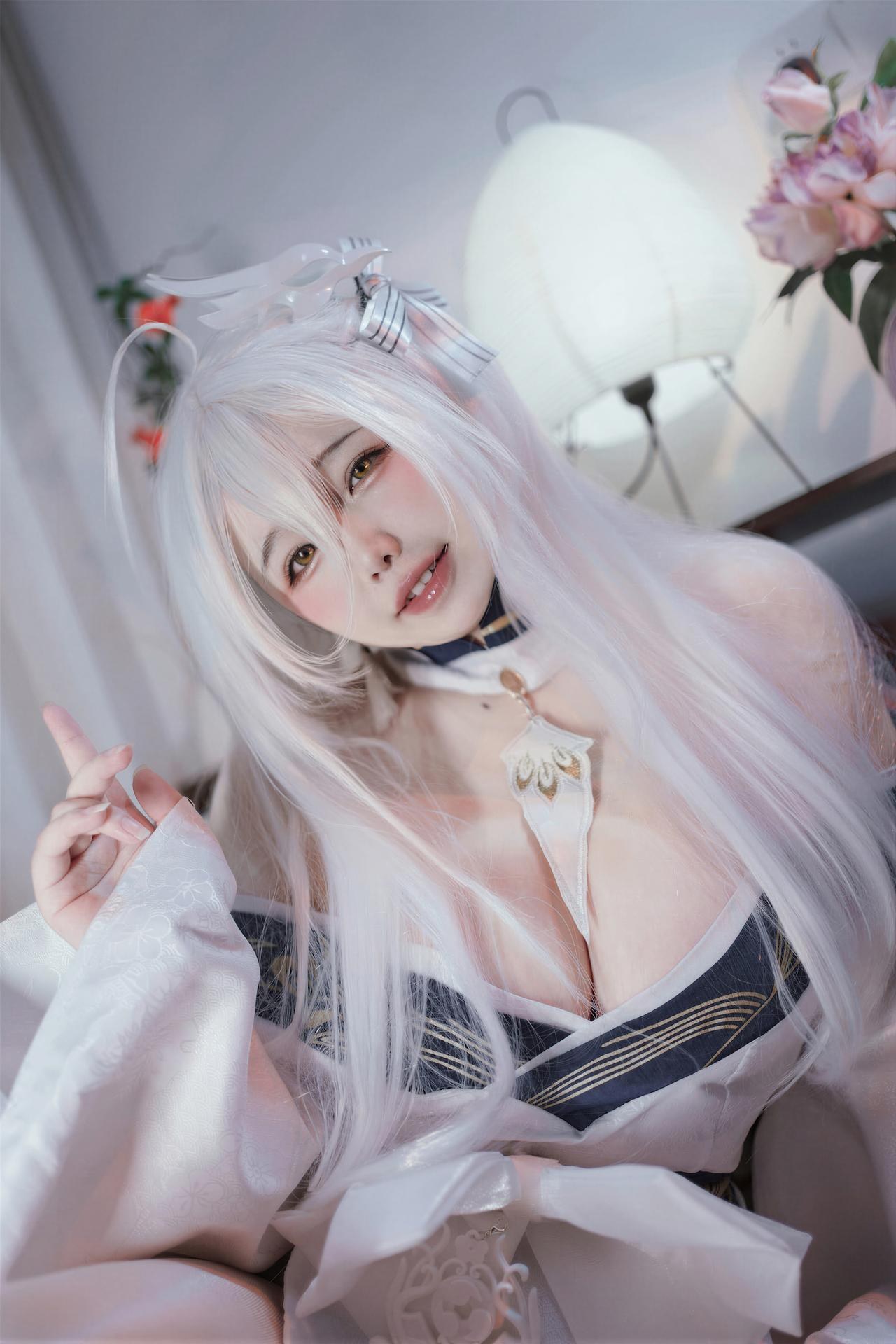 [cosplay] 阿半今天很开心 - 碧蓝航线 白凤和服：和服白丝角色还原 60P1V