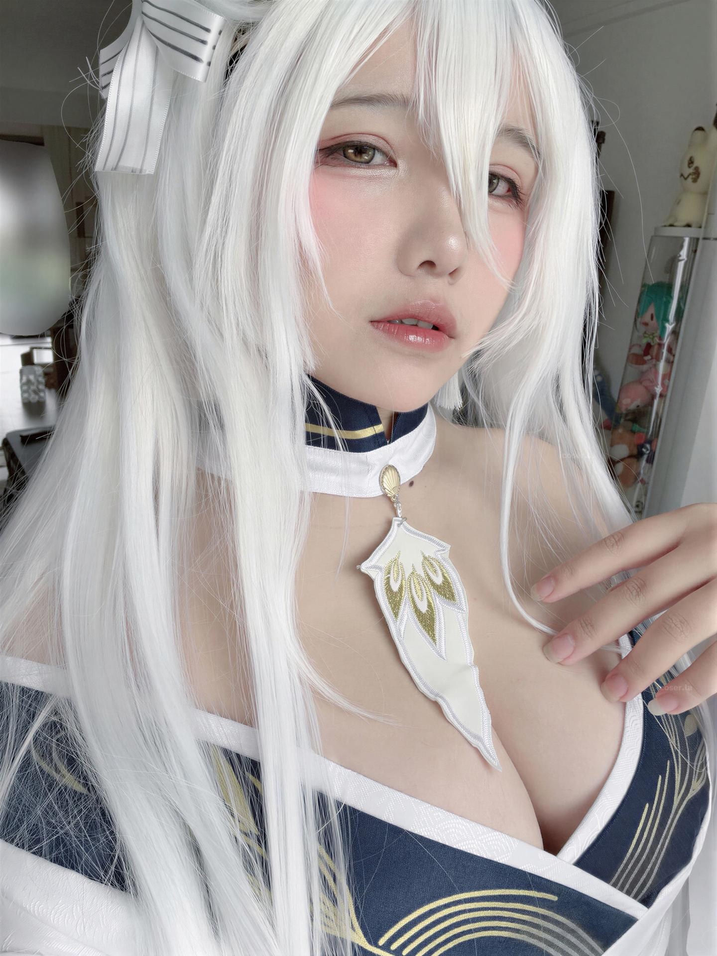 [cosplay] 阿半今天很开心 - 碧蓝航线 白凤和服：和服白丝角色还原 60P1V