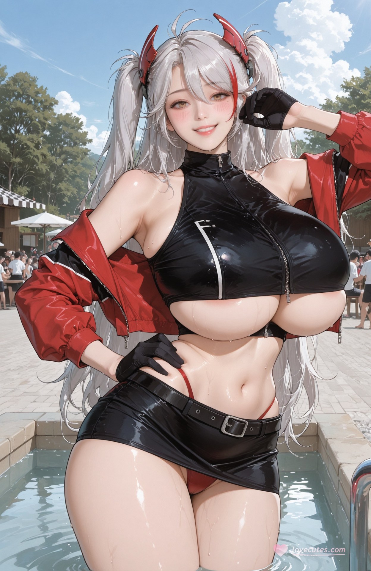 AI Generated Anime Girl - 碧藍航線 欧根亲王：泳裝濕身緊身衣 98P