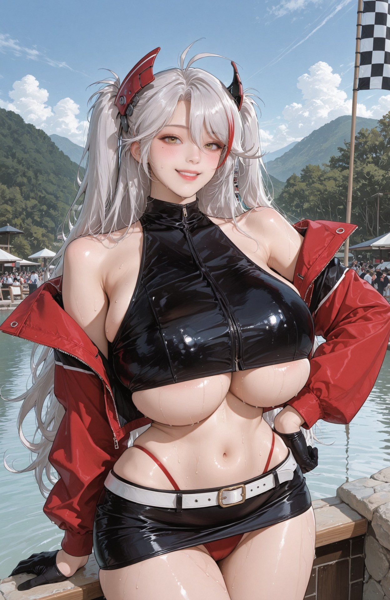 AI Generated Anime Girl - 碧藍航線 欧根亲王：泳裝濕身緊身衣 98P