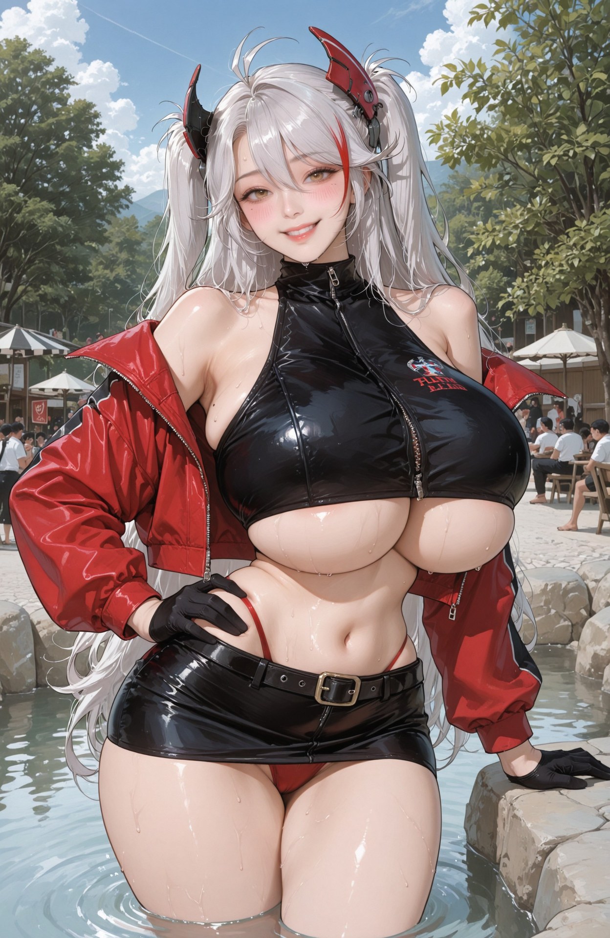 AI Generated Anime Girl - Azur Lane Prinz Eugen bộ ảnh AI bodysuit, swimsuit, wet-look styling 98P