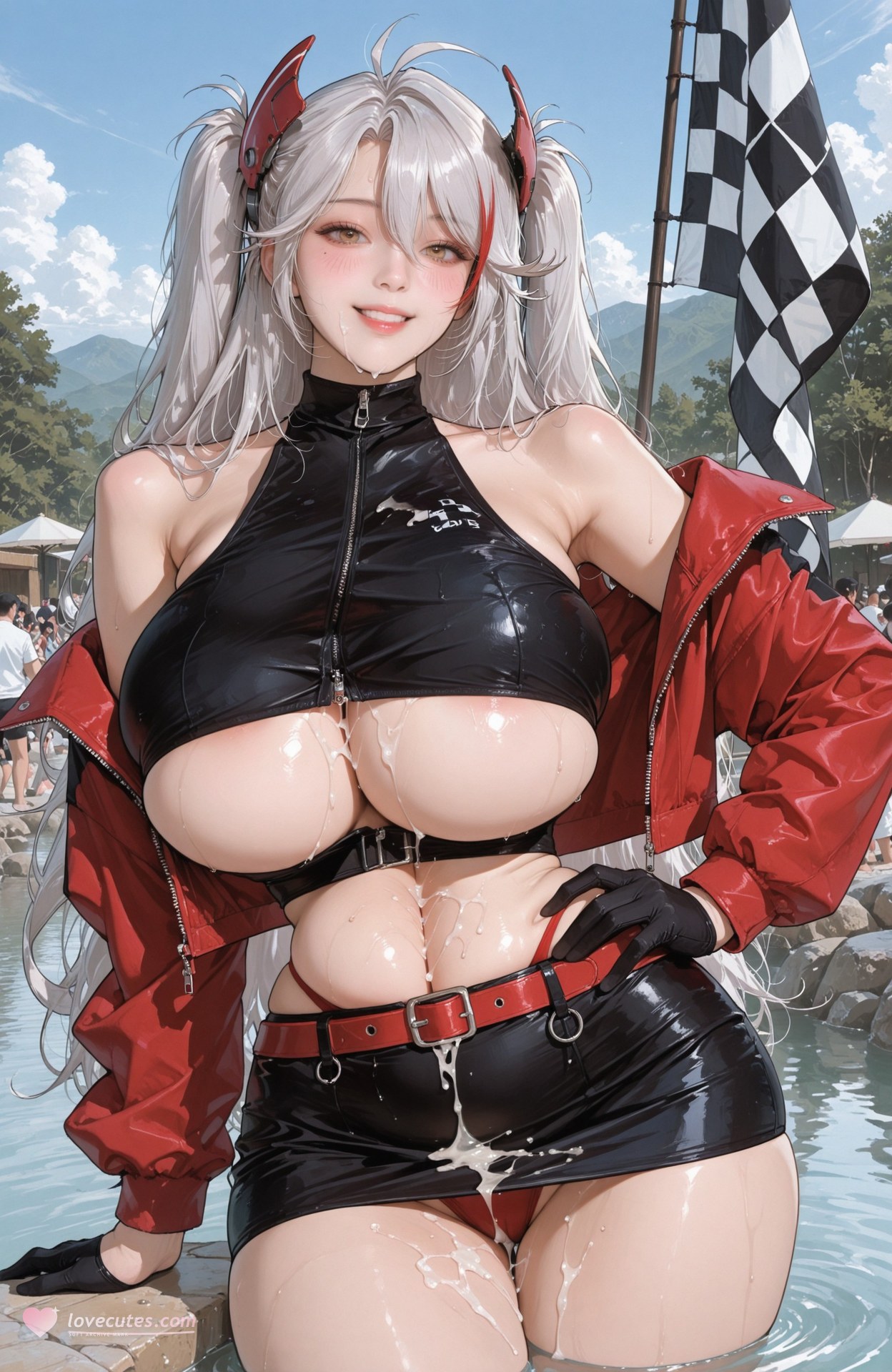 AI Generated Anime Girl - Azur Lane Prinz Eugen bộ ảnh AI bodysuit, swimsuit, wet-look styling 98P
