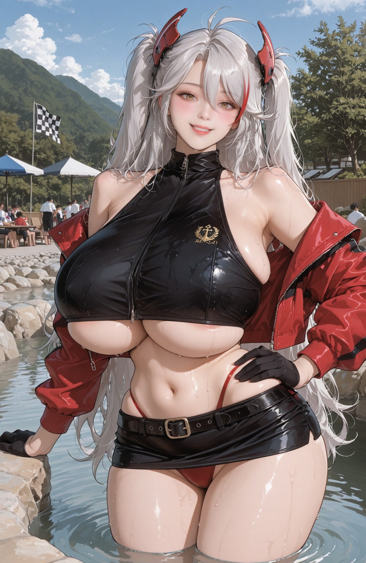 AI Generated Anime Girl - Azur Lane Prinz Eugen bộ ảnh AI bodysuit, swimsuit, wet-look styling 98P