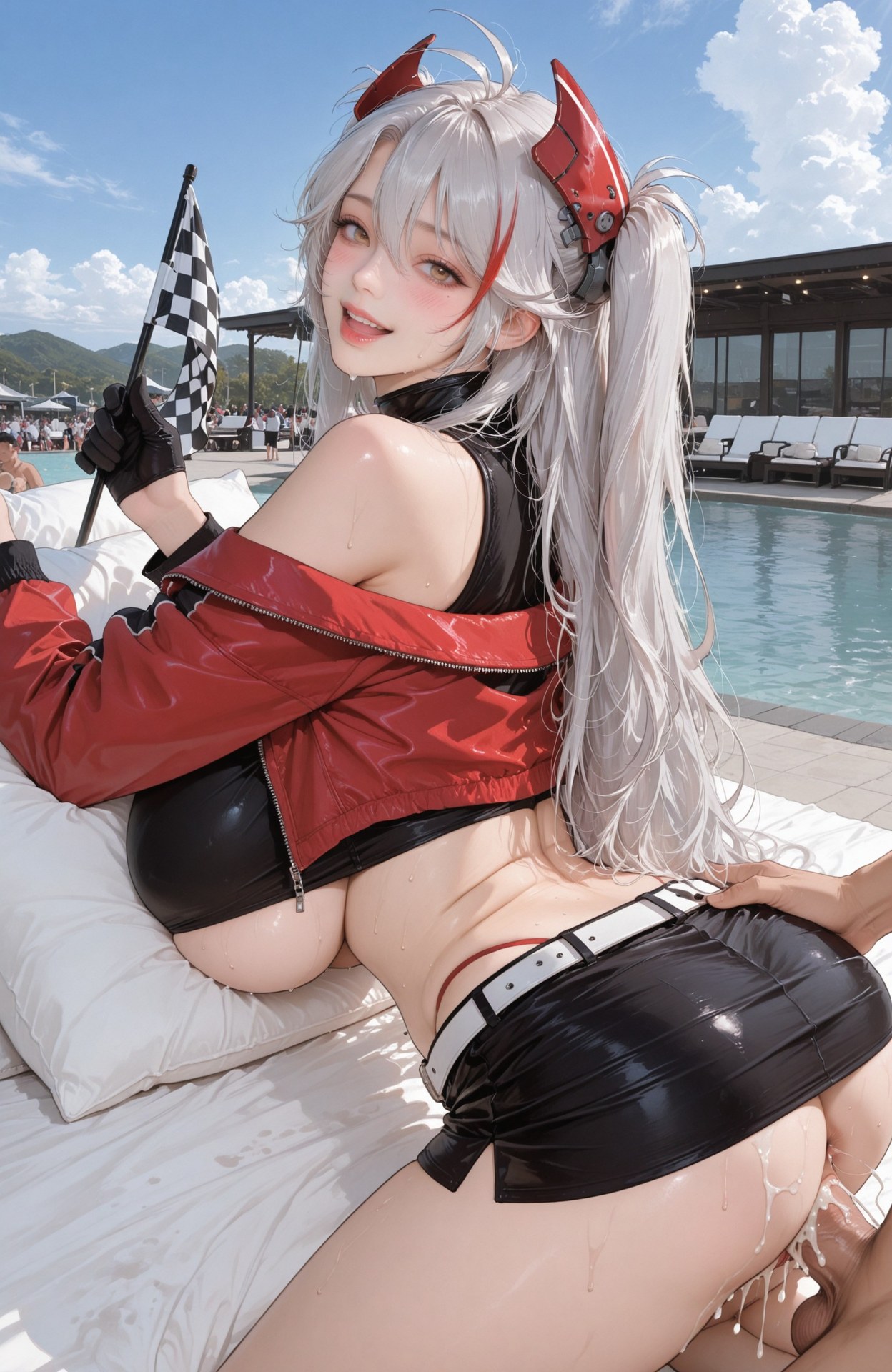 AI Generated Anime Girl - Azur Lane Prinz Eugen bộ ảnh AI bodysuit, swimsuit, wet-look styling 98P