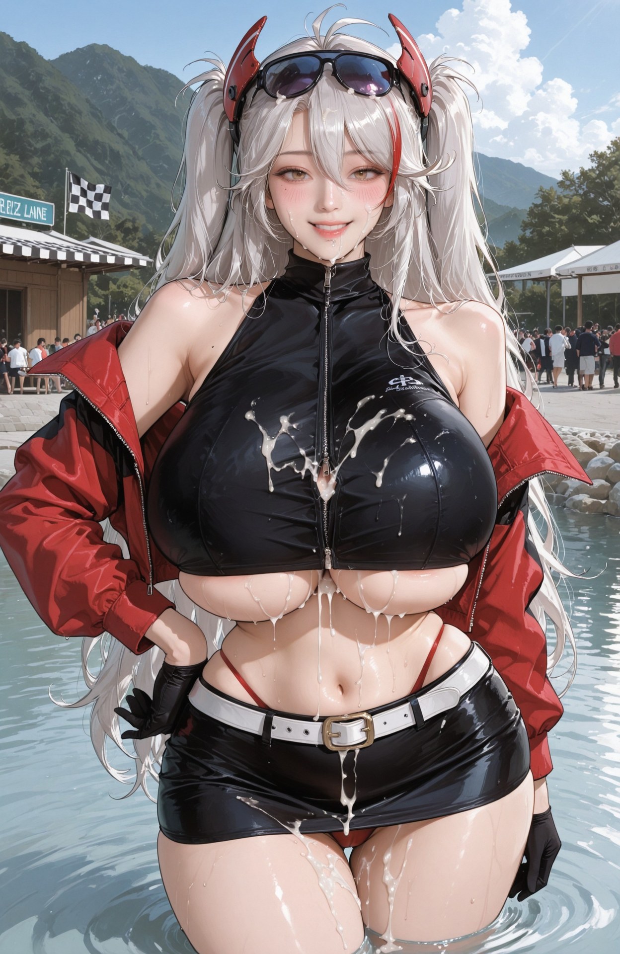 AI Generated Anime Girl - Azur Lane Prinz Eugen bộ ảnh AI bodysuit, swimsuit, wet-look styling 98P