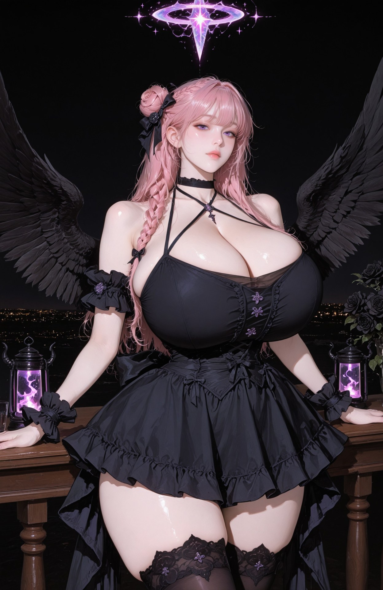 AI Generated Anime Girl - Goddess of Victory NIKKE Dorothy 2: lace lingerie, black stockings, wet-look styling, nude styling 73P