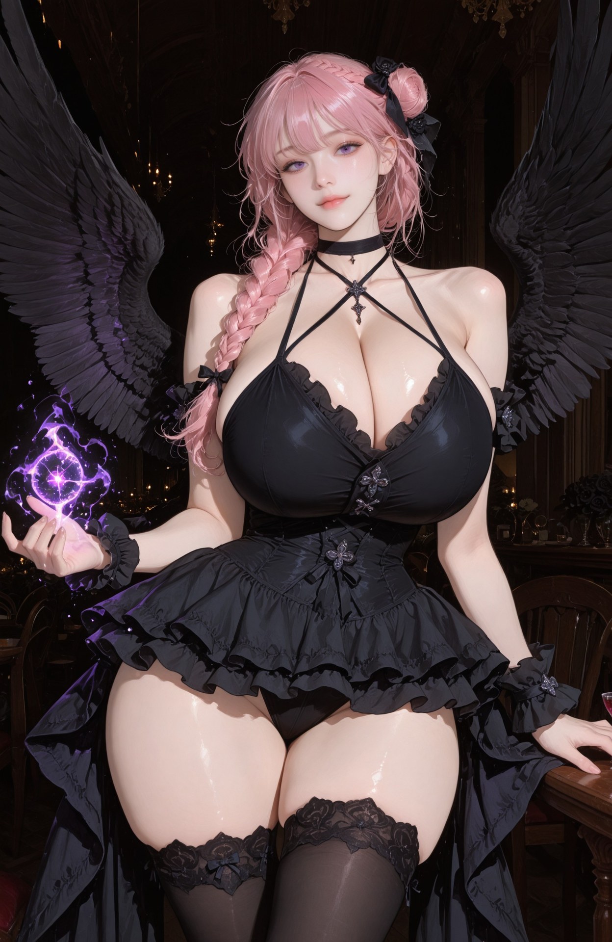 AI Generated Anime Girl - Goddess of Victory NIKKE Dorothy 2 bộ ảnh AI lace lingerie, black stockings, wet-look styling, nude styling 73P