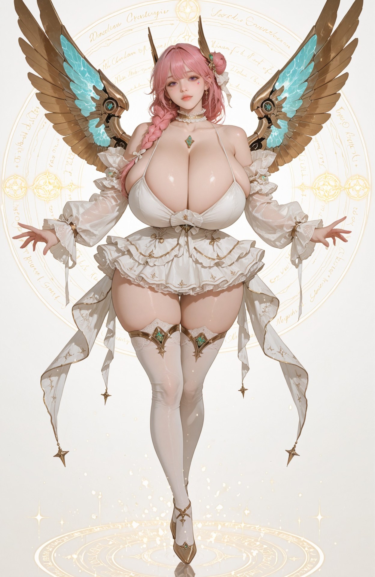 AI Generated Anime Girl - Goddess of Victory NIKKE Dorothy: lace lingerie, bodysuit, white stockings, wet-look styling, explicit nude detail 96P