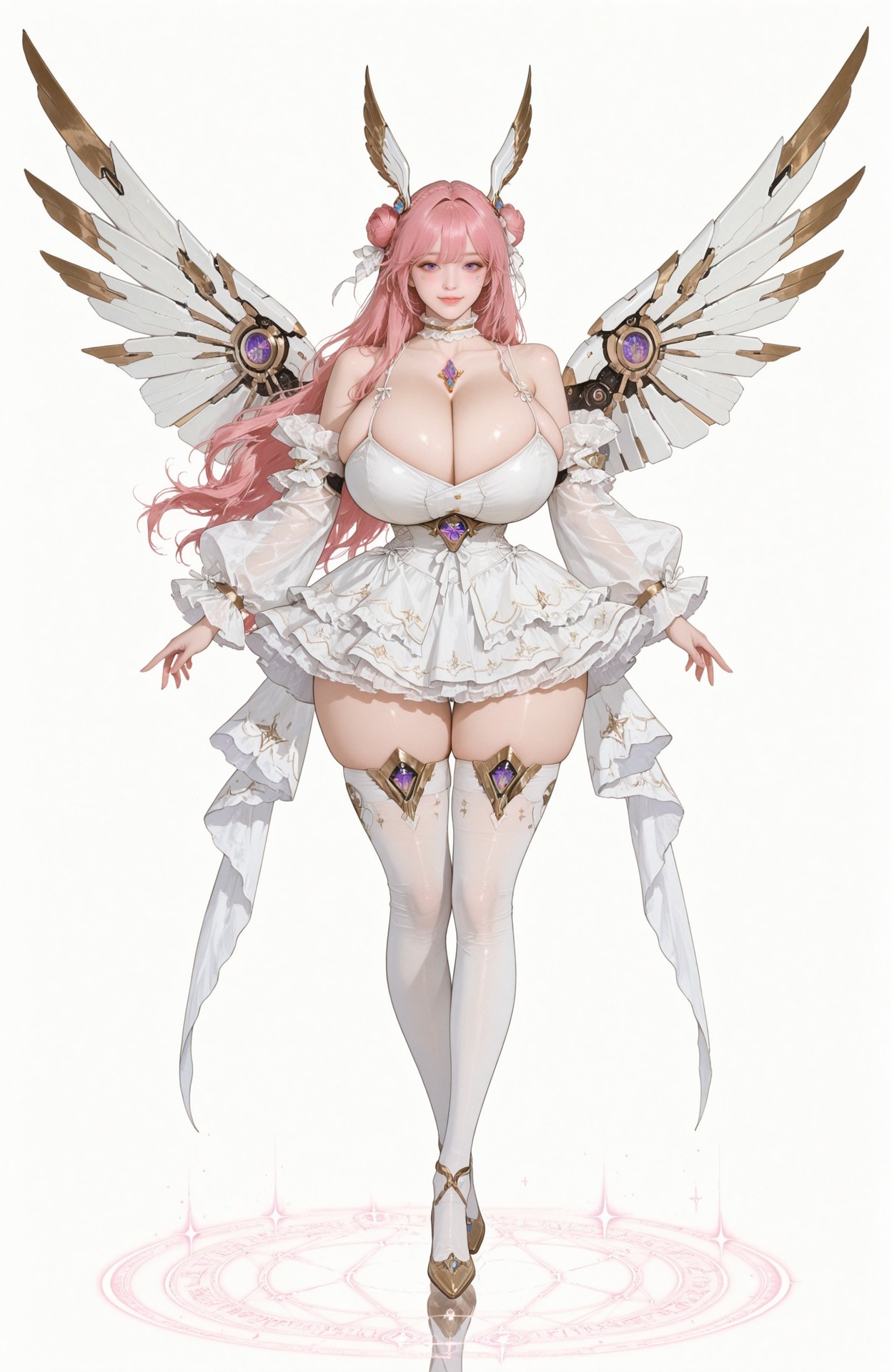AI Generated Anime Girl - Goddess of Victory NIKKE Dorothy: lace lingerie, bodysuit, white stockings, wet-look styling, explicit nude detail 96P