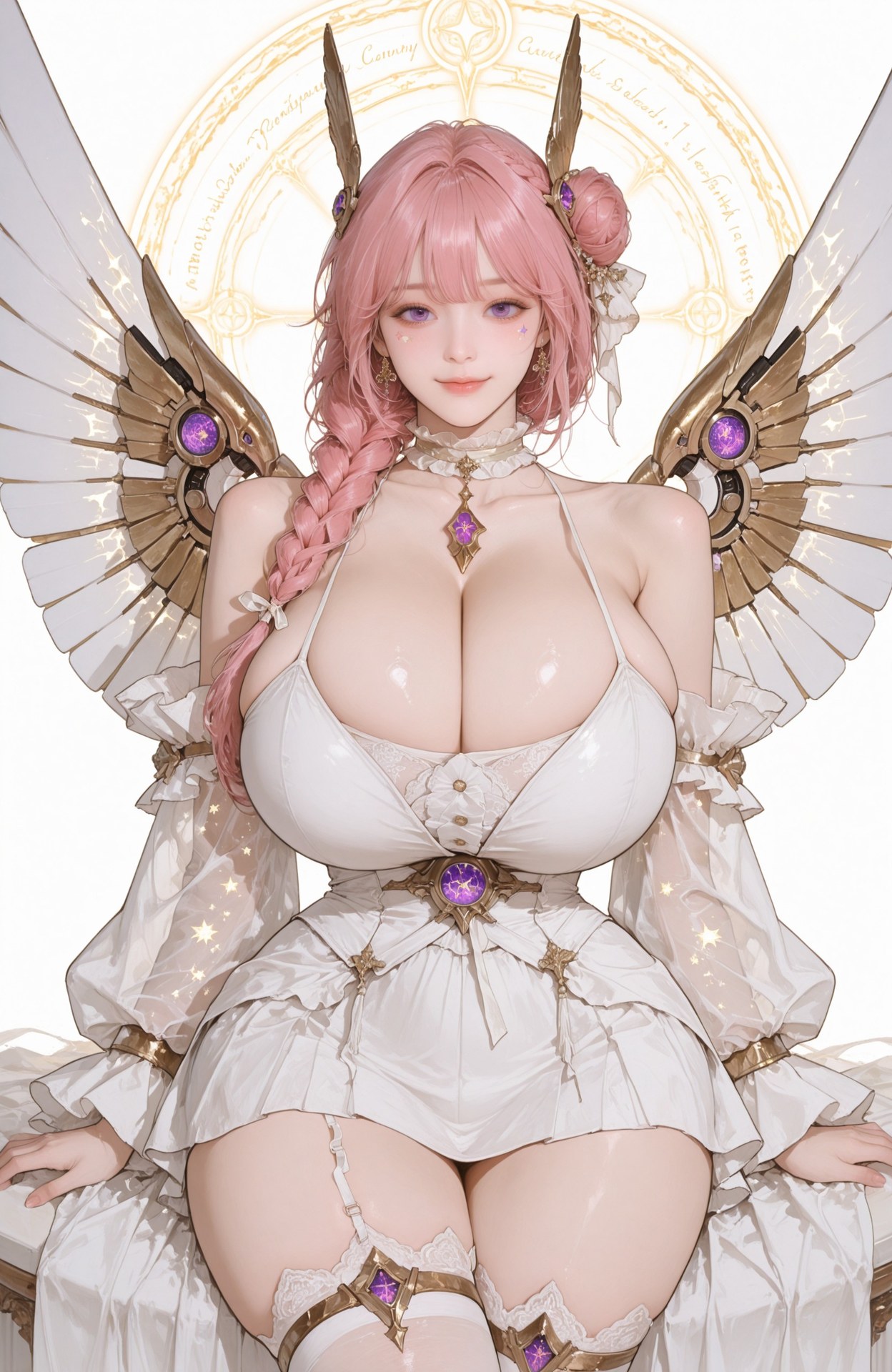 AI Generated Anime Girl - Goddess of Victory NIKKE Dorothy: lace lingerie, bodysuit, white stockings, wet-look styling, explicit nude detail 96P