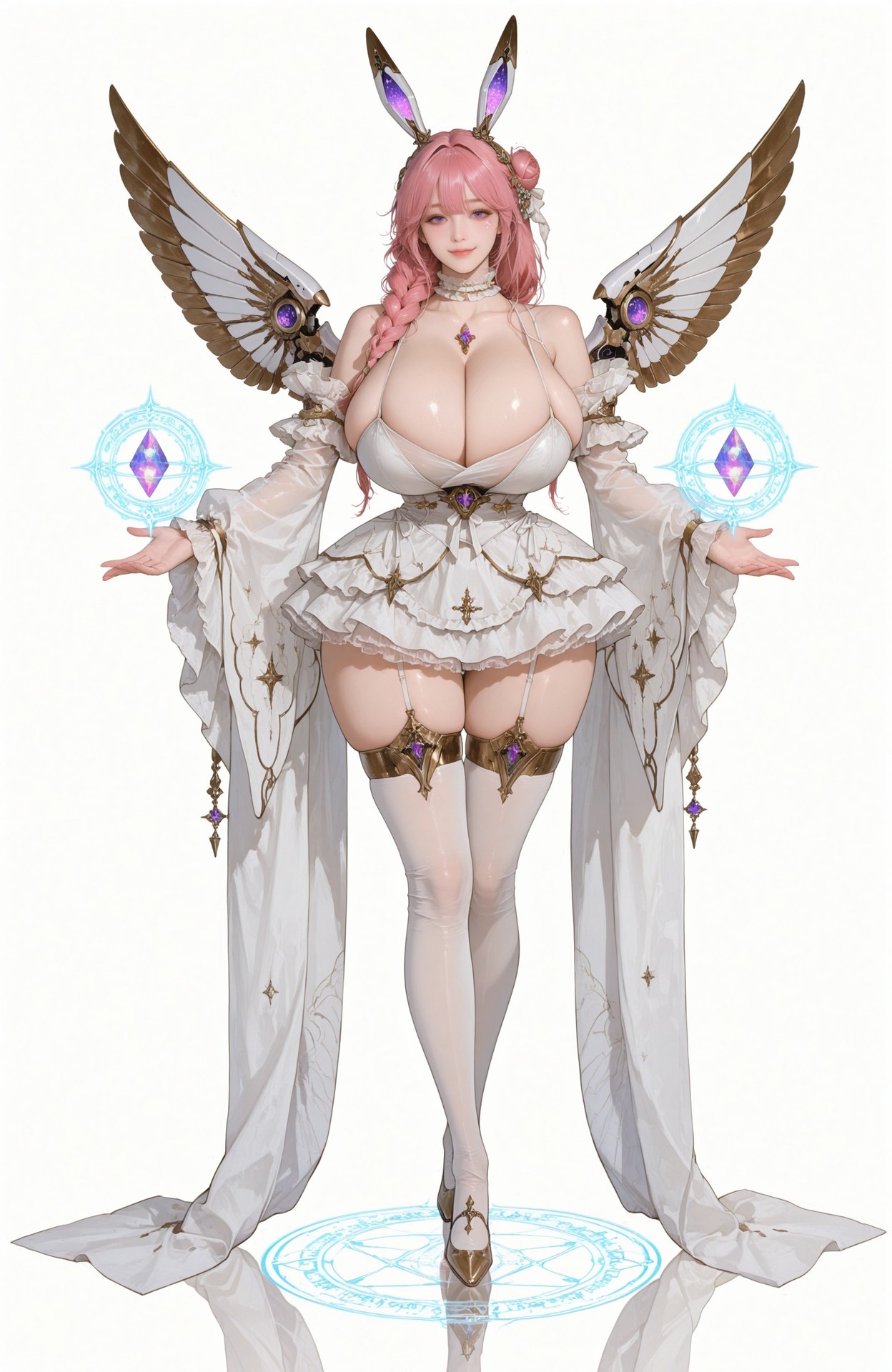 AI Generated Anime Girl - Goddess of Victory NIKKE Dorothy: lace lingerie, bodysuit, white stockings, wet-look styling, explicit nude detail 96P