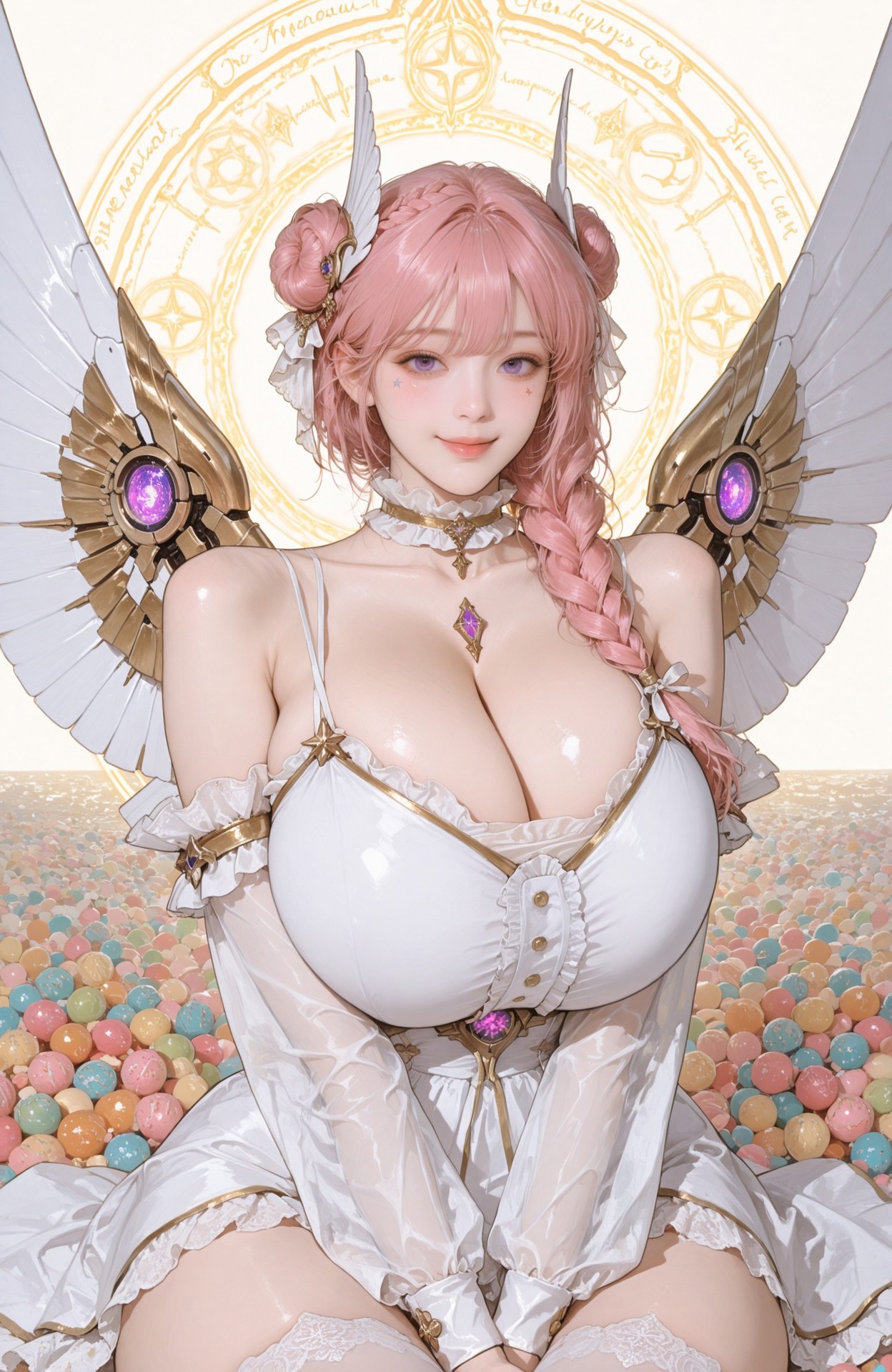 AI Generated Anime Girl - Goddess of Victory NIKKE Dorothy: lace lingerie, bodysuit, white stockings, wet-look styling, explicit nude detail 96P