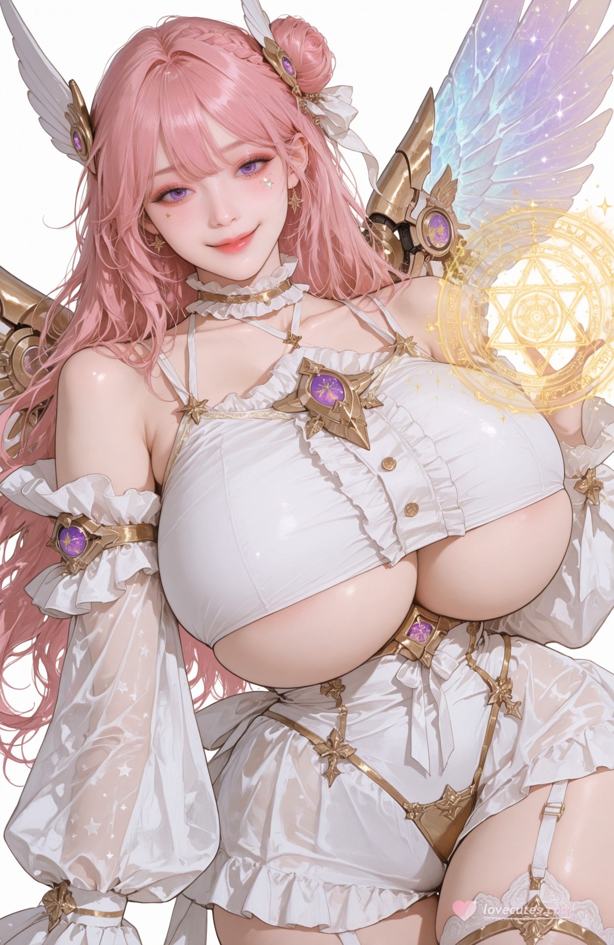 AI Generated Anime Girl - Goddess of Victory NIKKE Dorothy: lace lingerie, bodysuit, white stockings, wet-look styling, explicit nude detail 96P