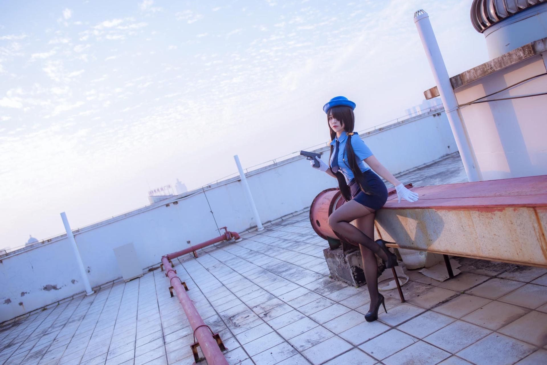 [cosplay] 二佐Nisa - 约会大作战 时崎狂三：女警女警制服黑丝 28P