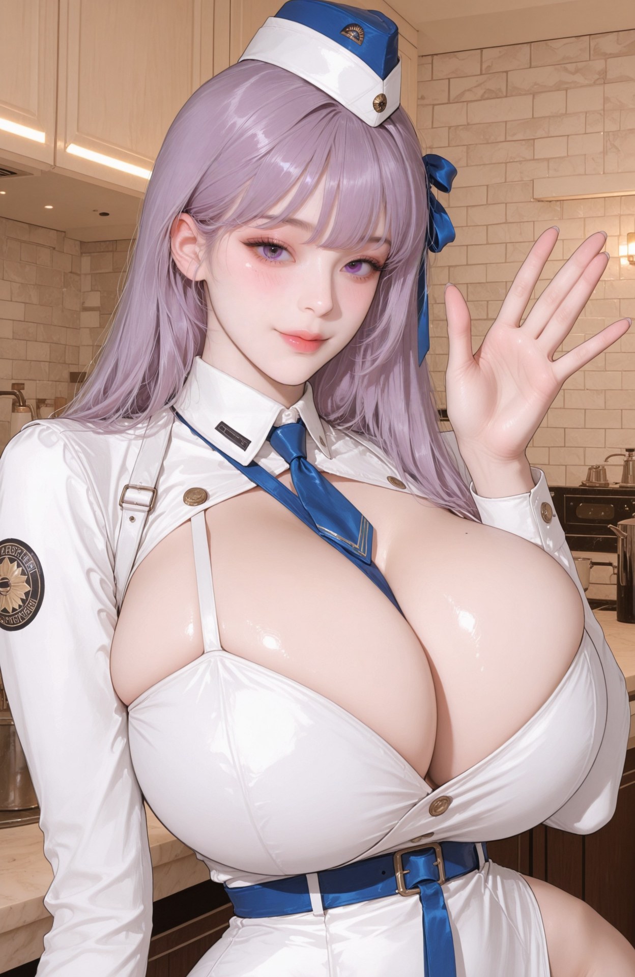 AI Generated Anime Girl - 勝利女神NIKKE Marian (nikke)：学生装制服濕身露穴 85P